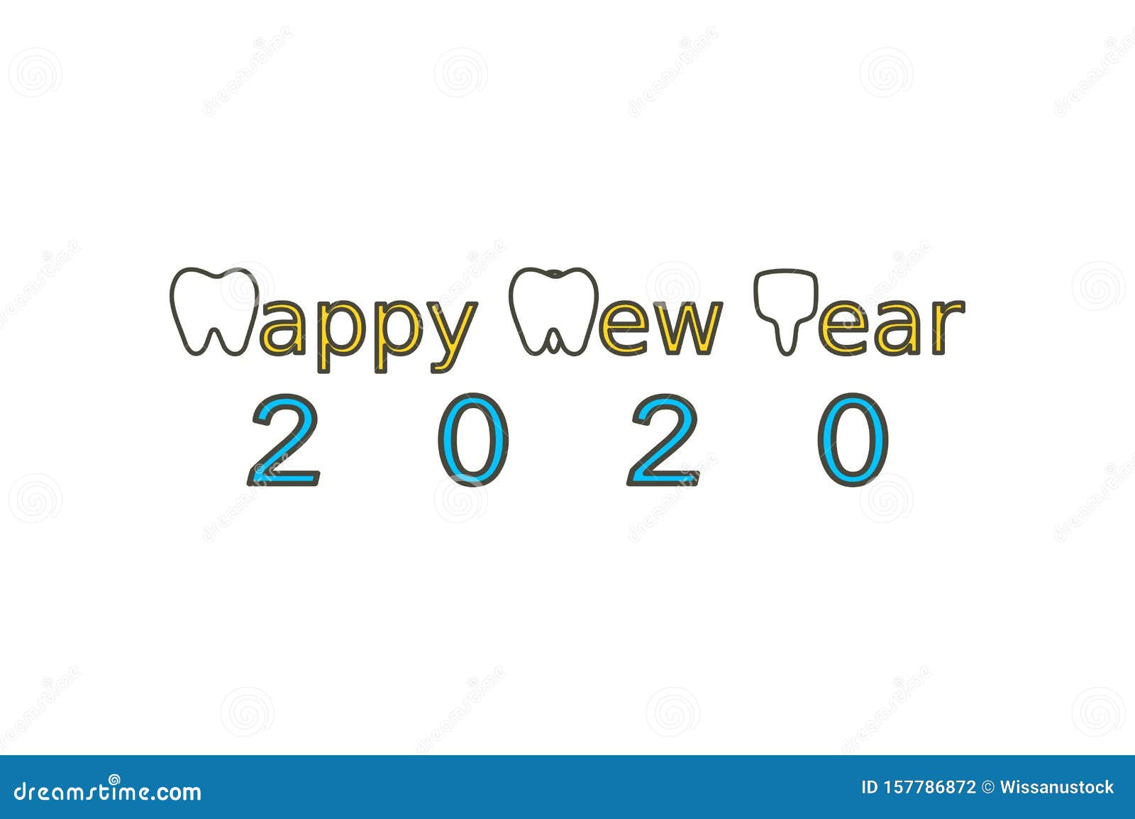 Happy New Year 2020, Tooth with Number Stock Vector - Illustration ...