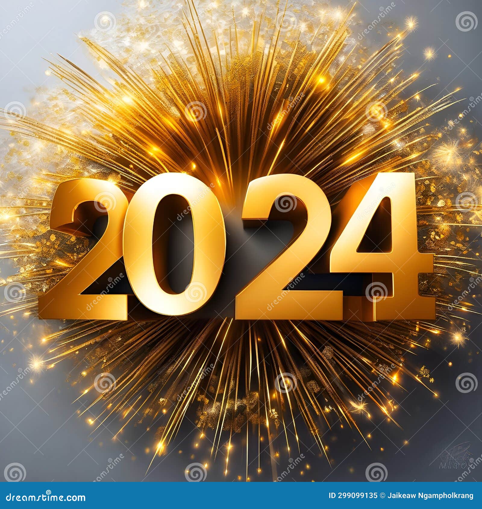 Happy New Year 2024 and Various Colors of Fireworks. Stock Image - Image of  2024, happy: 299099135