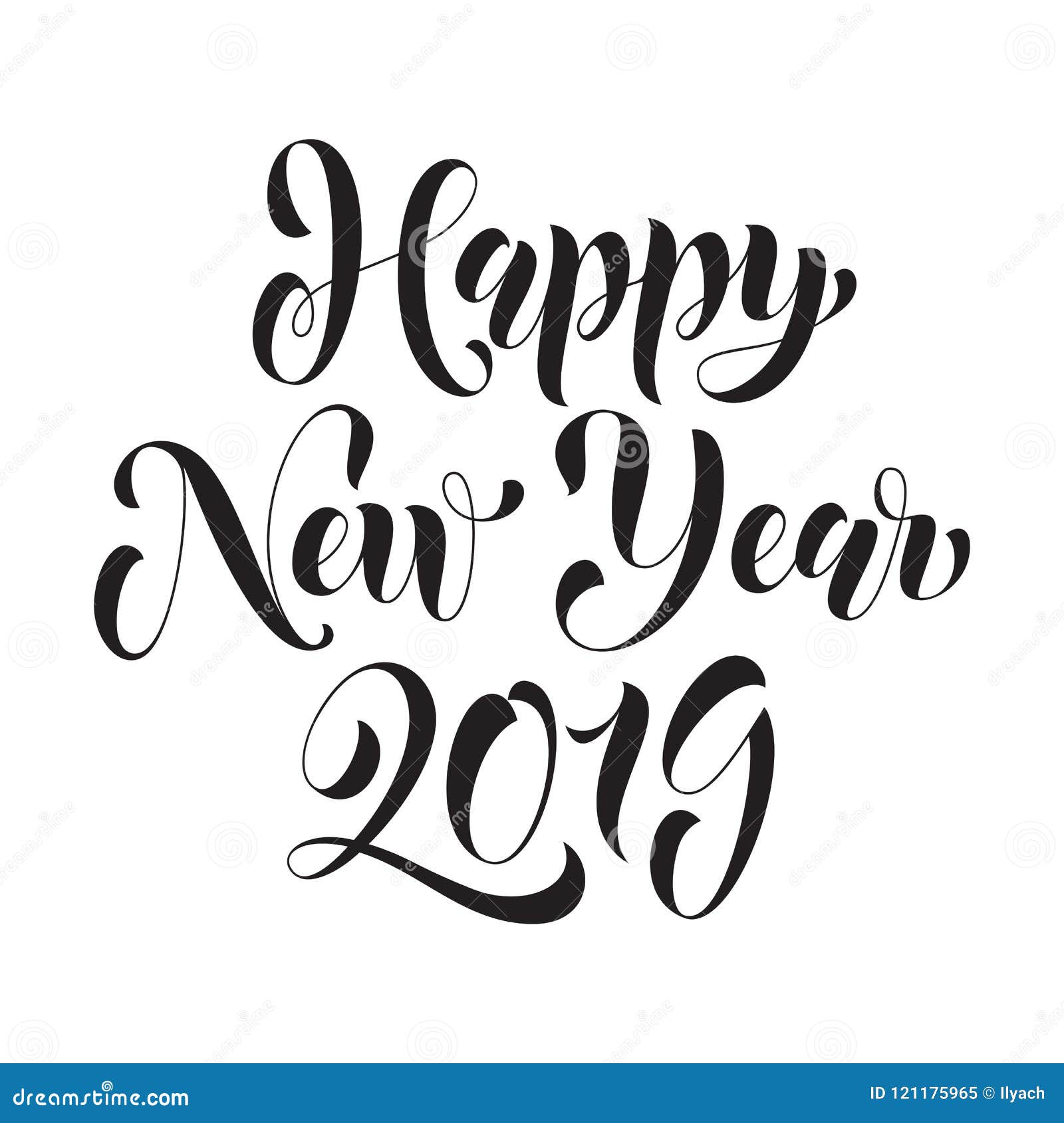 2019 Happy New Year vector calligraphy lettering