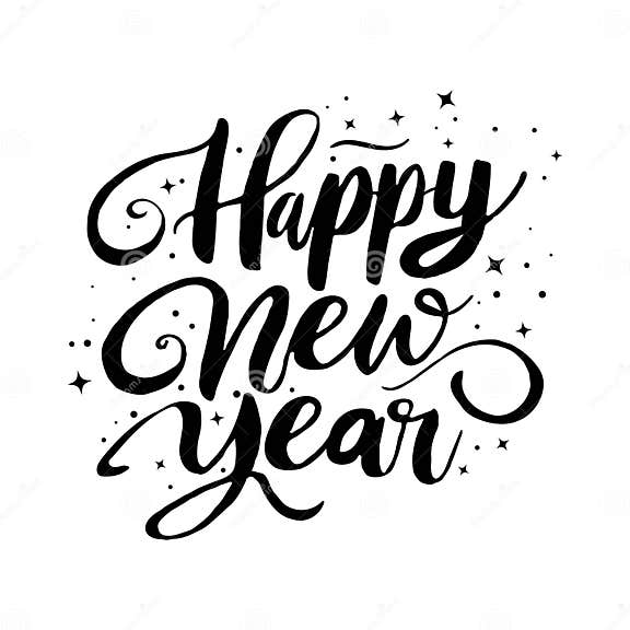 Happy 2025 New Year Vector Design. Greeting Card with Elegant Calligraphy with Stars, Sparkles