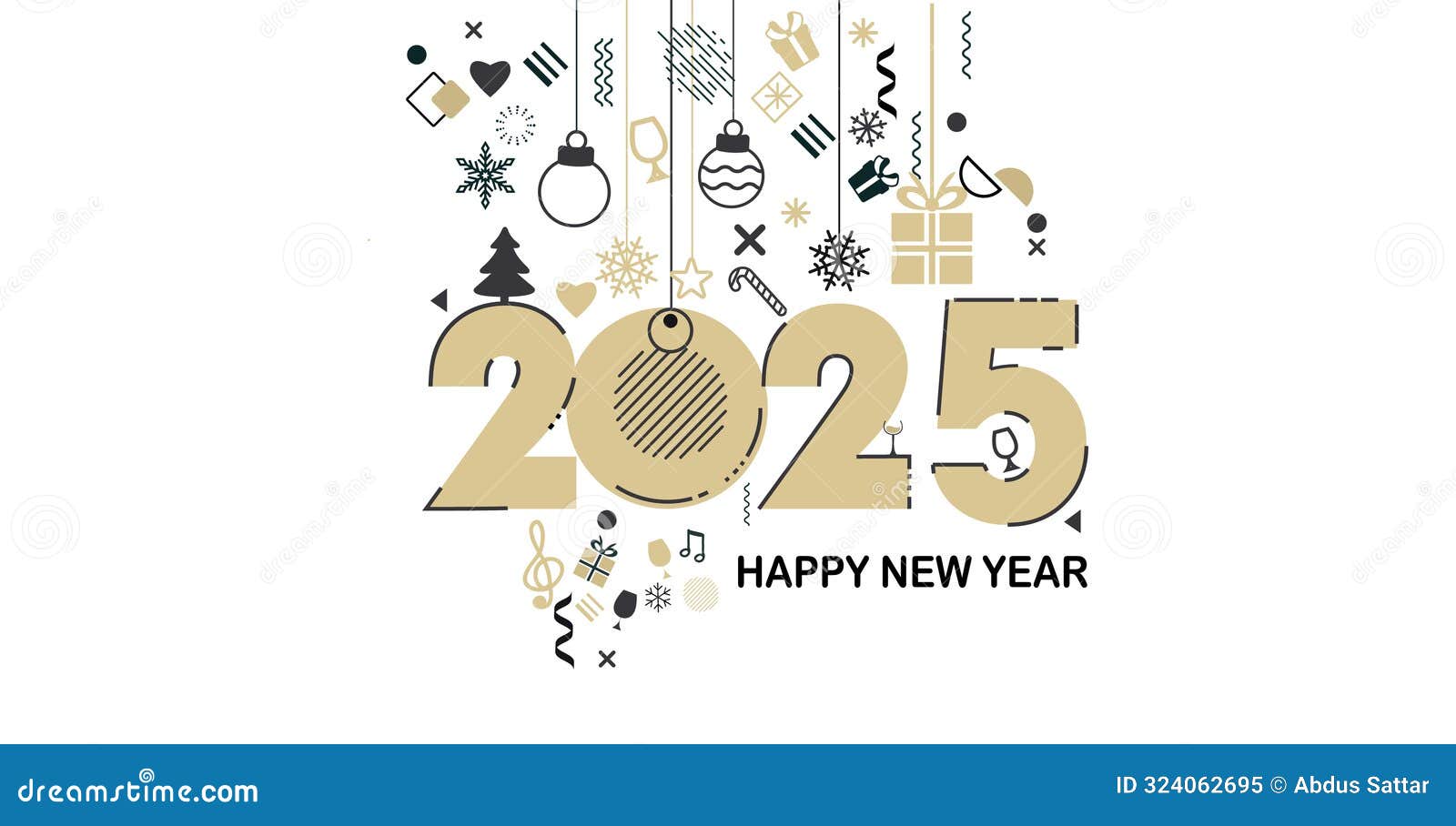 Happy New Year 2025 with Wishes Banner Vector Illustration Stock Vector Illustration of date