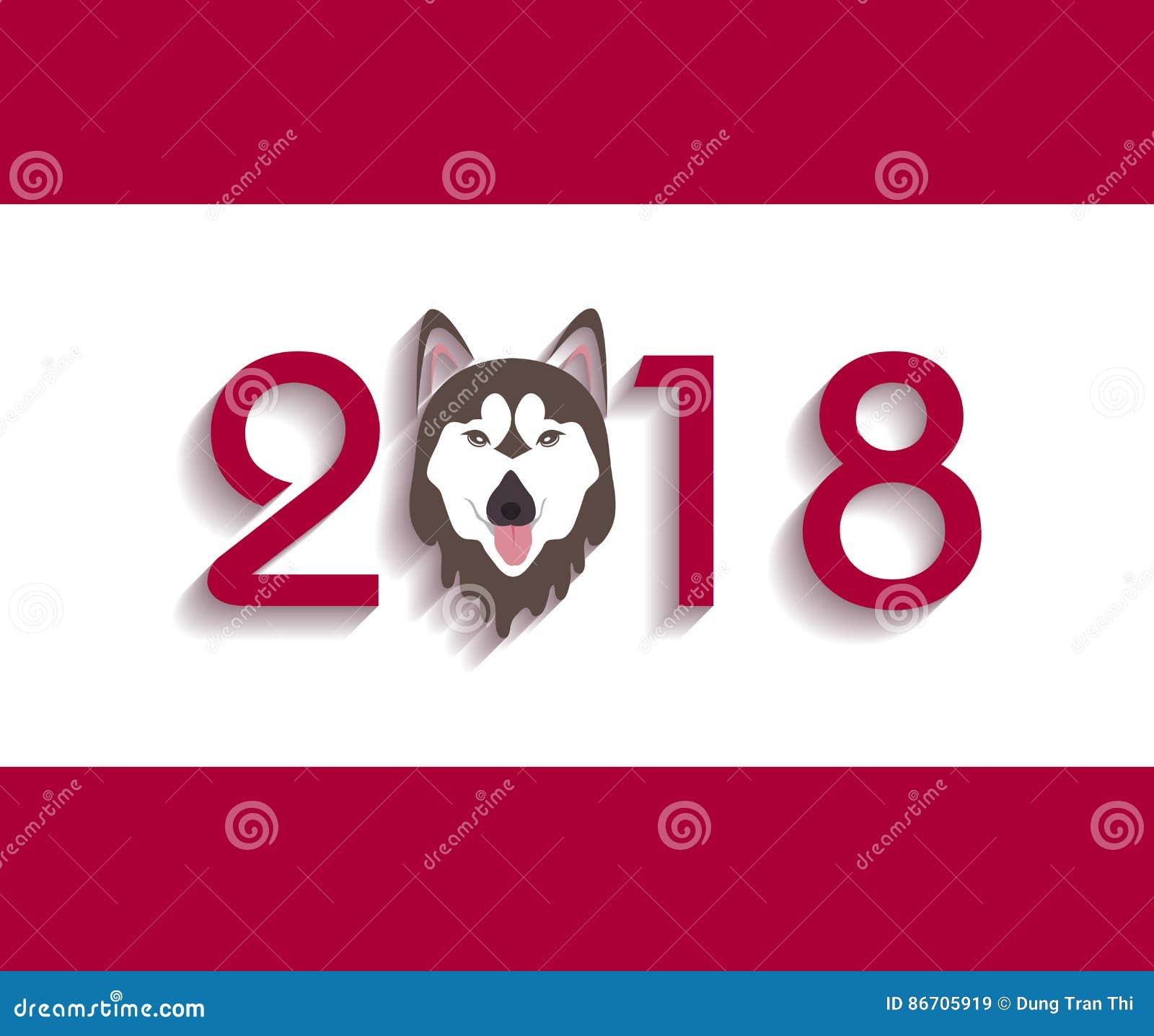 Happy New Year 2018 Year Of Dog. Illustration Stock Vector ...