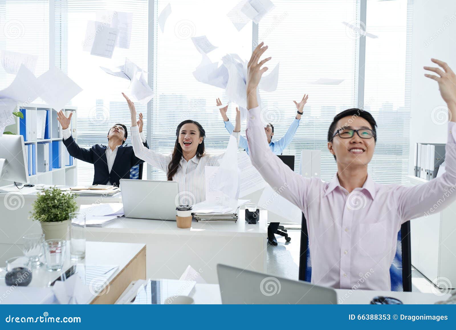 Happy office workers stock image. Image of vietnamese - 66388353