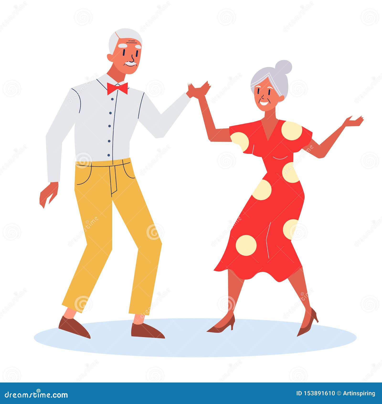 Happy Old Couple Dance. Senoir Woman and Aged Man Stock Vector ...