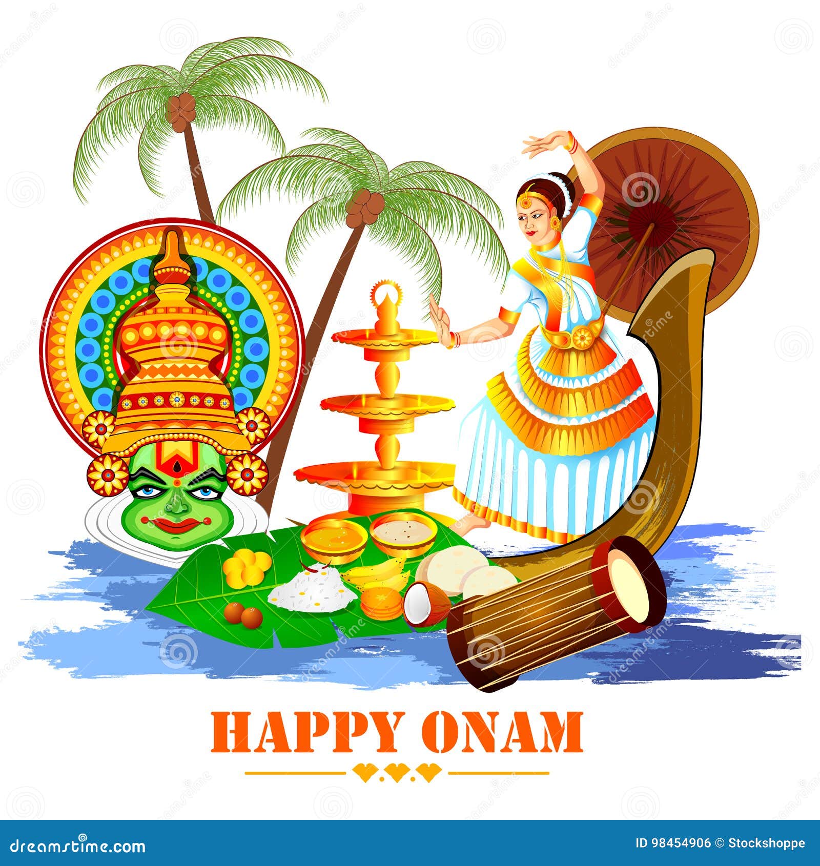 Happy Onam Festival Background Stock Vector - Illustration of festivity,  festival: 98454906