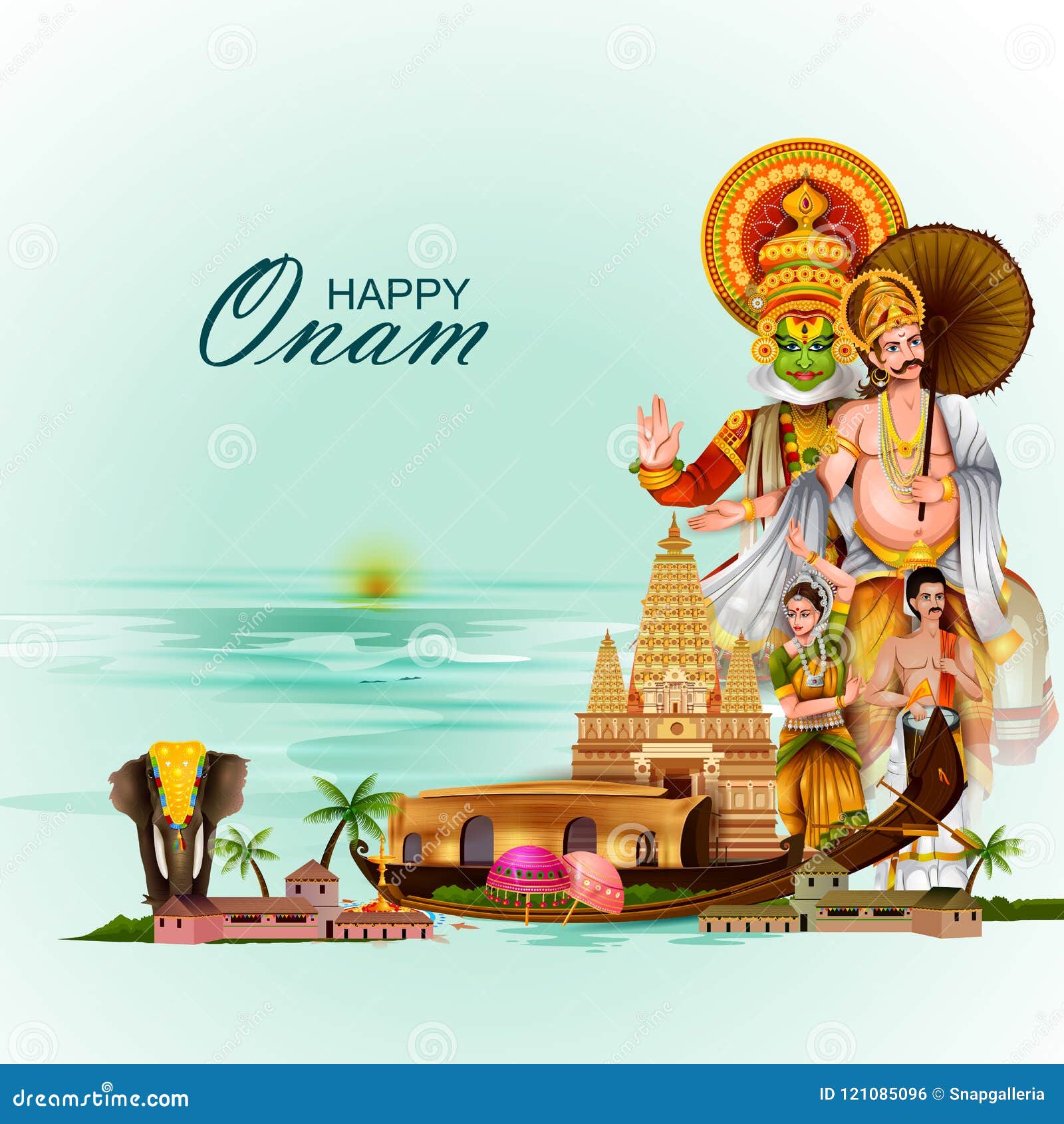 Happy Onam Holiday for South India Festival Background Stock Vector -  Illustration of festivity, editable: 121085096