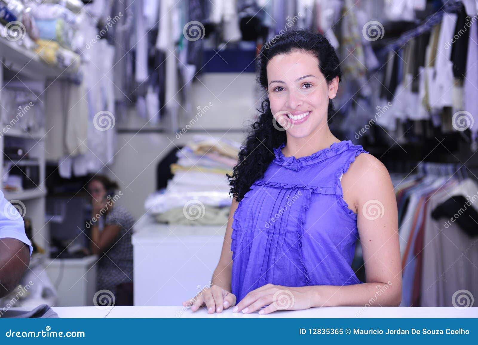 Happy Owner of a Dry Cleaning Service Stock Image Image of