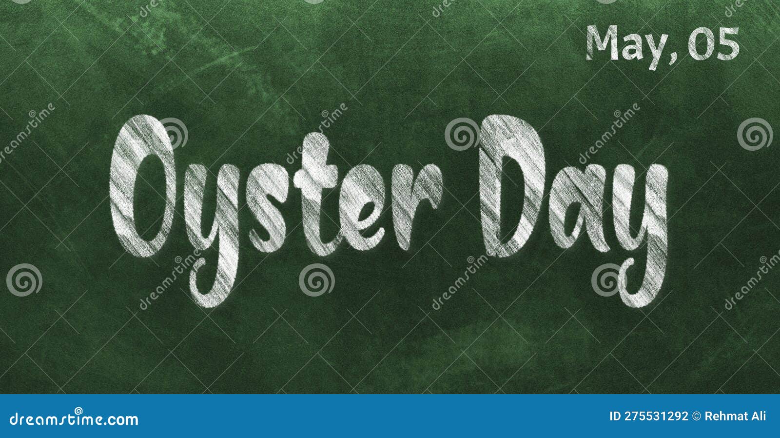 Happy Oyster Day, May 05. Calendar of May Chalk Text Effect, Design