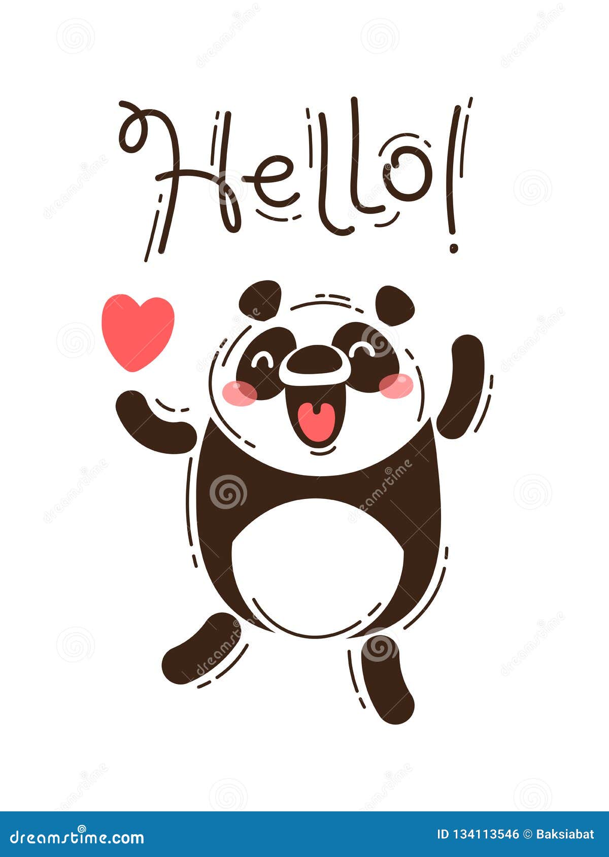 A Happy Panda Greets You Hello. Vector Illustration in Cartoon Style Stock  Vector - Illustration of design, funny: 134113546