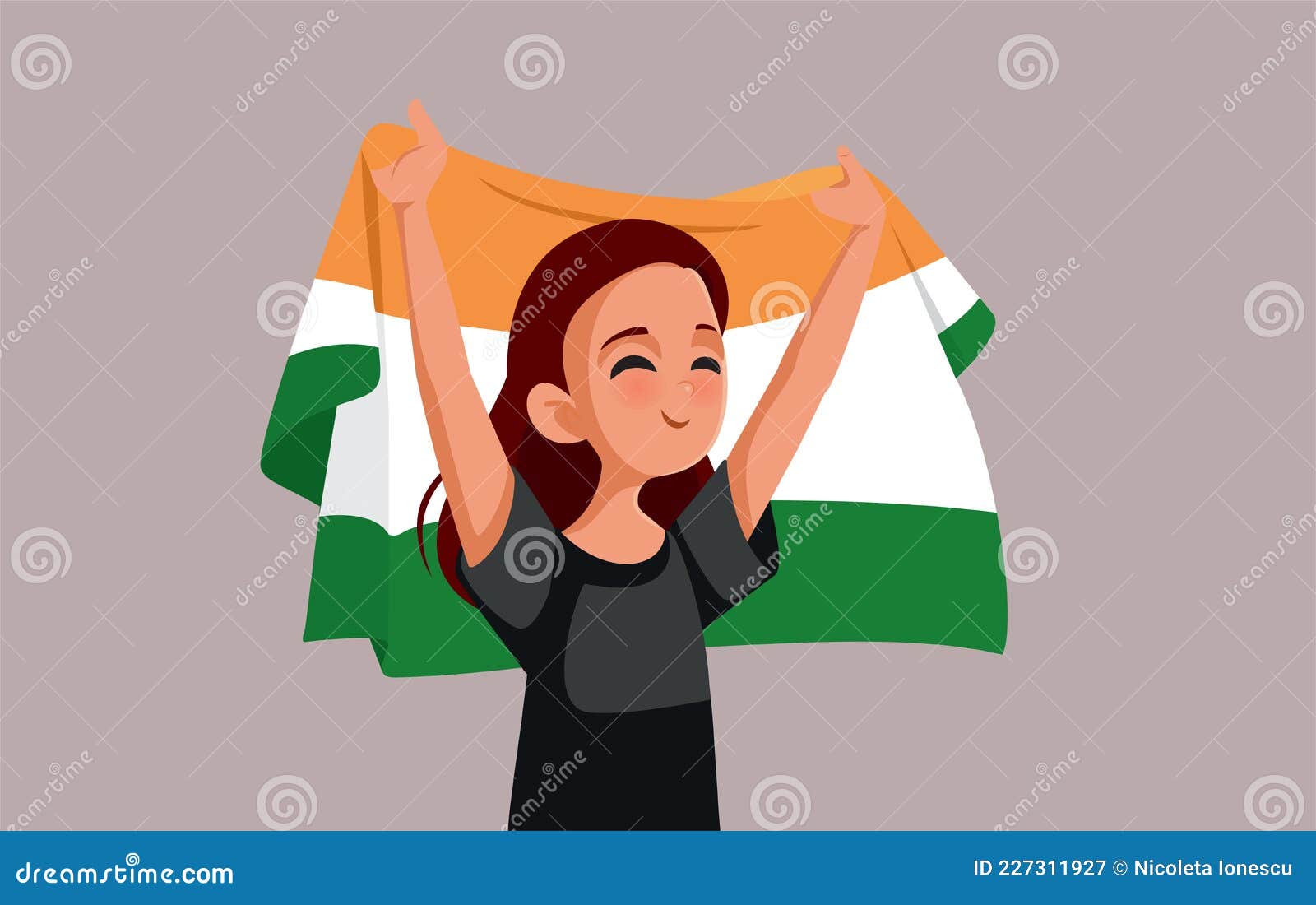 Indian Woman Holding National Flag Vector Cartoon Stock Vector -  Illustration of excited, india: 227311927