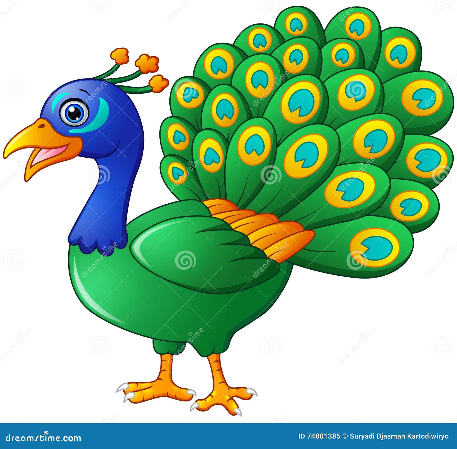 Happy Peacock Cartoon Isolated on White Background Stock Vector -  Illustration of peafowl, bird: 74801385