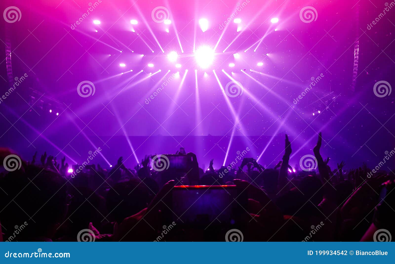 Happy People Dance in Nightclub Party Concert Stock Photo - Image of ...