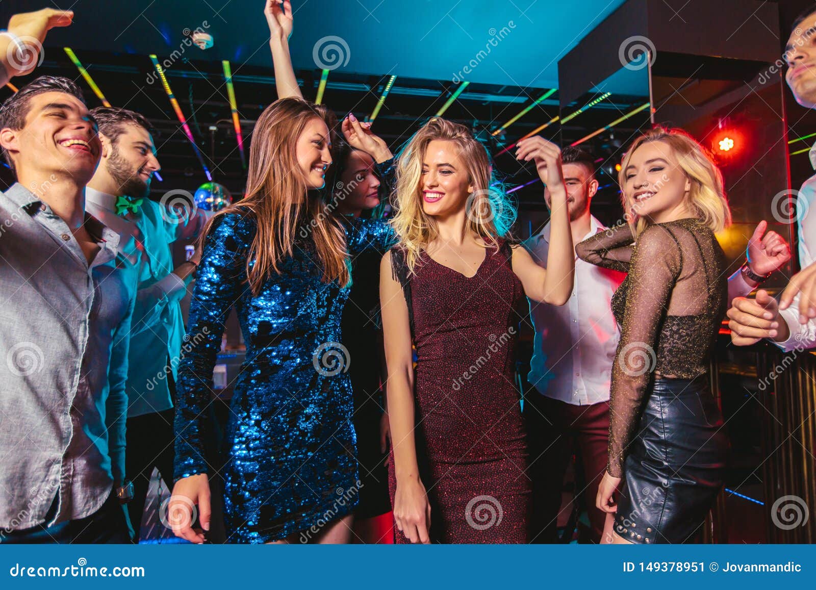 Happy People are Dancing in Club. Nightlife and Disco Concept Stock ...