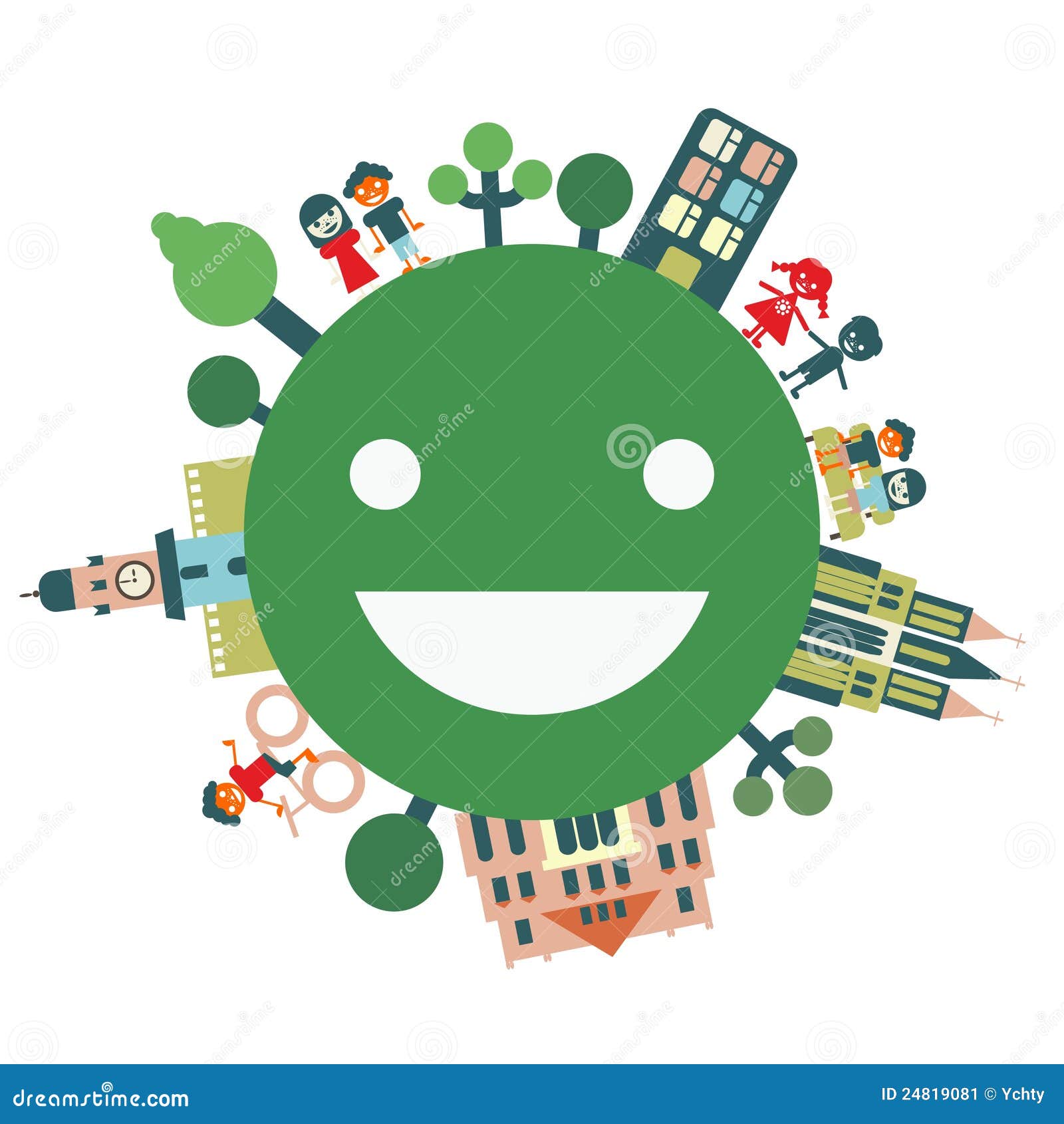Happy with Happy People Isolated on White Stock Vector