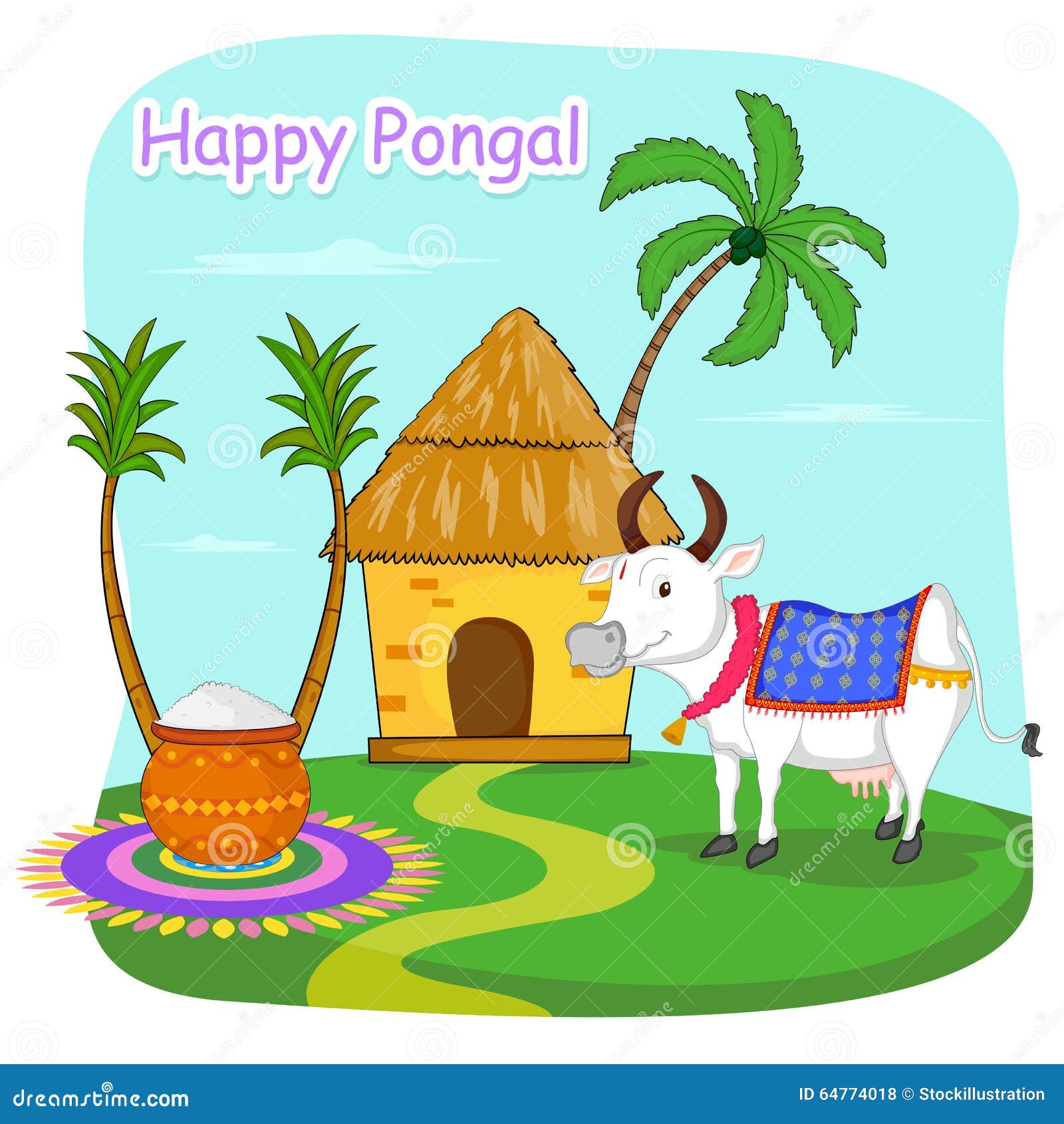 Happy Pongal celebration stock vector. Illustration of agriculture -  64774018