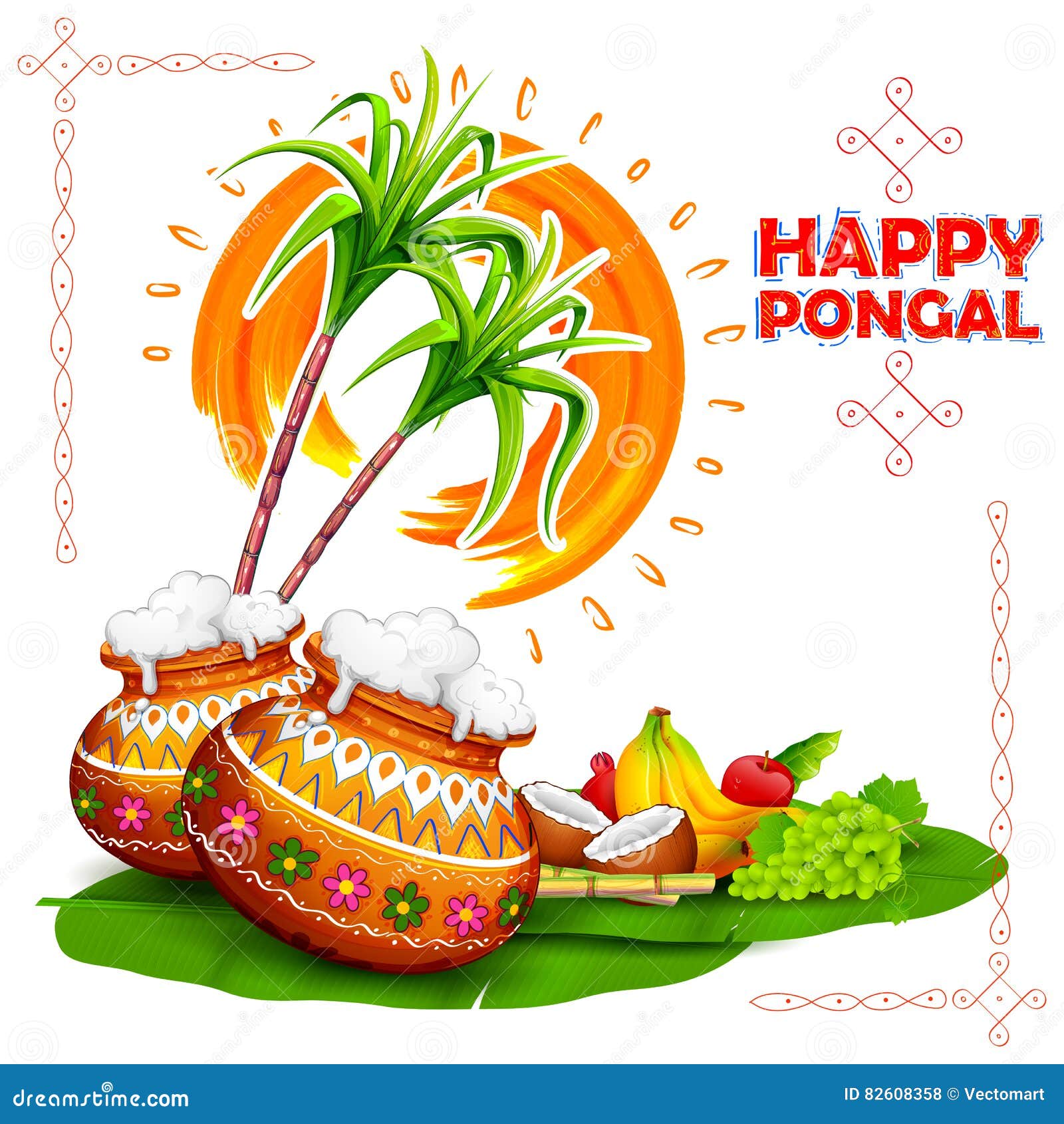 Happy Pongal Greeting Background Stock Vector - Illustration of ...