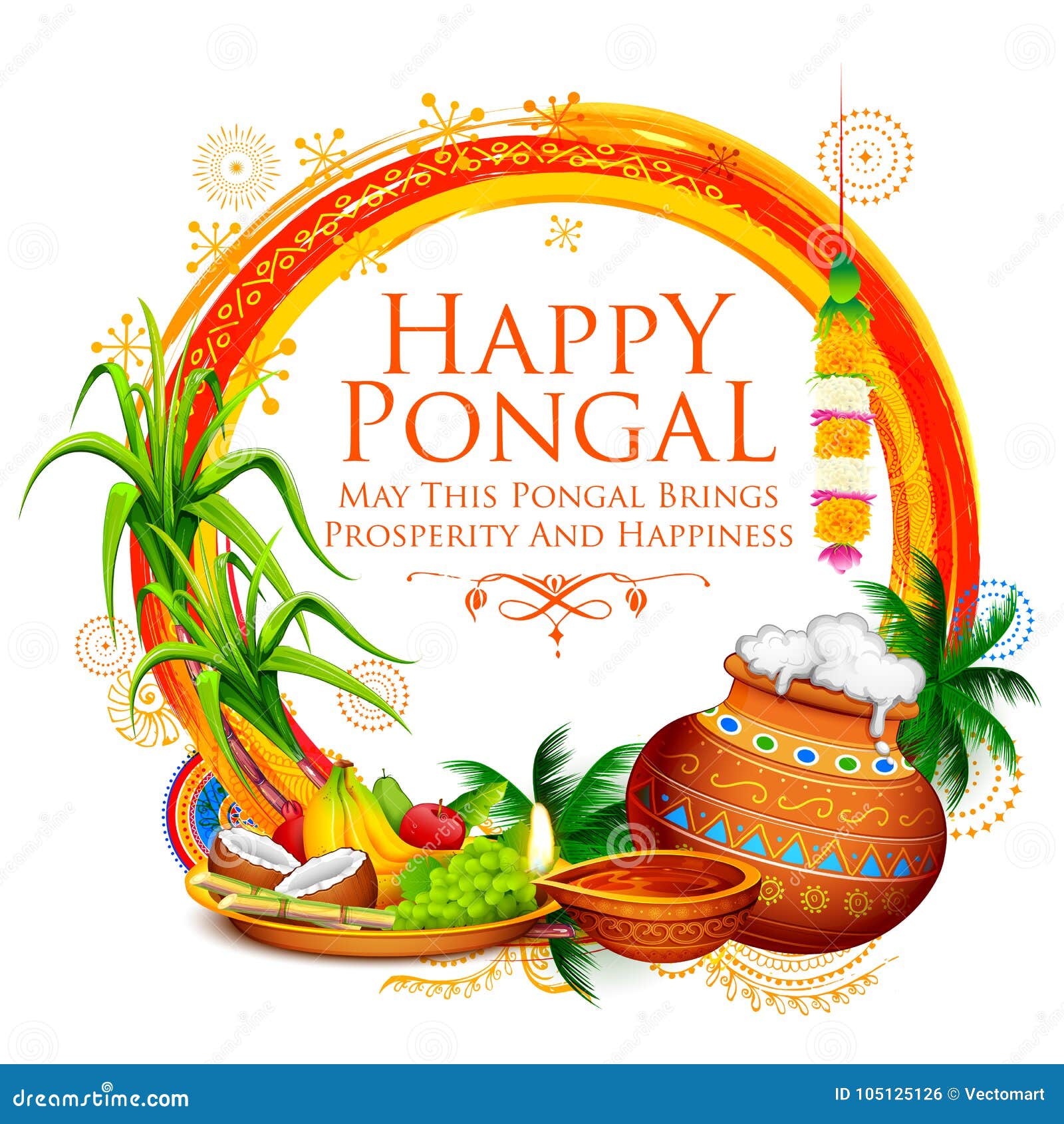 Happy Pongal Holiday Harvest Festival of Tamil Nadu South India ...