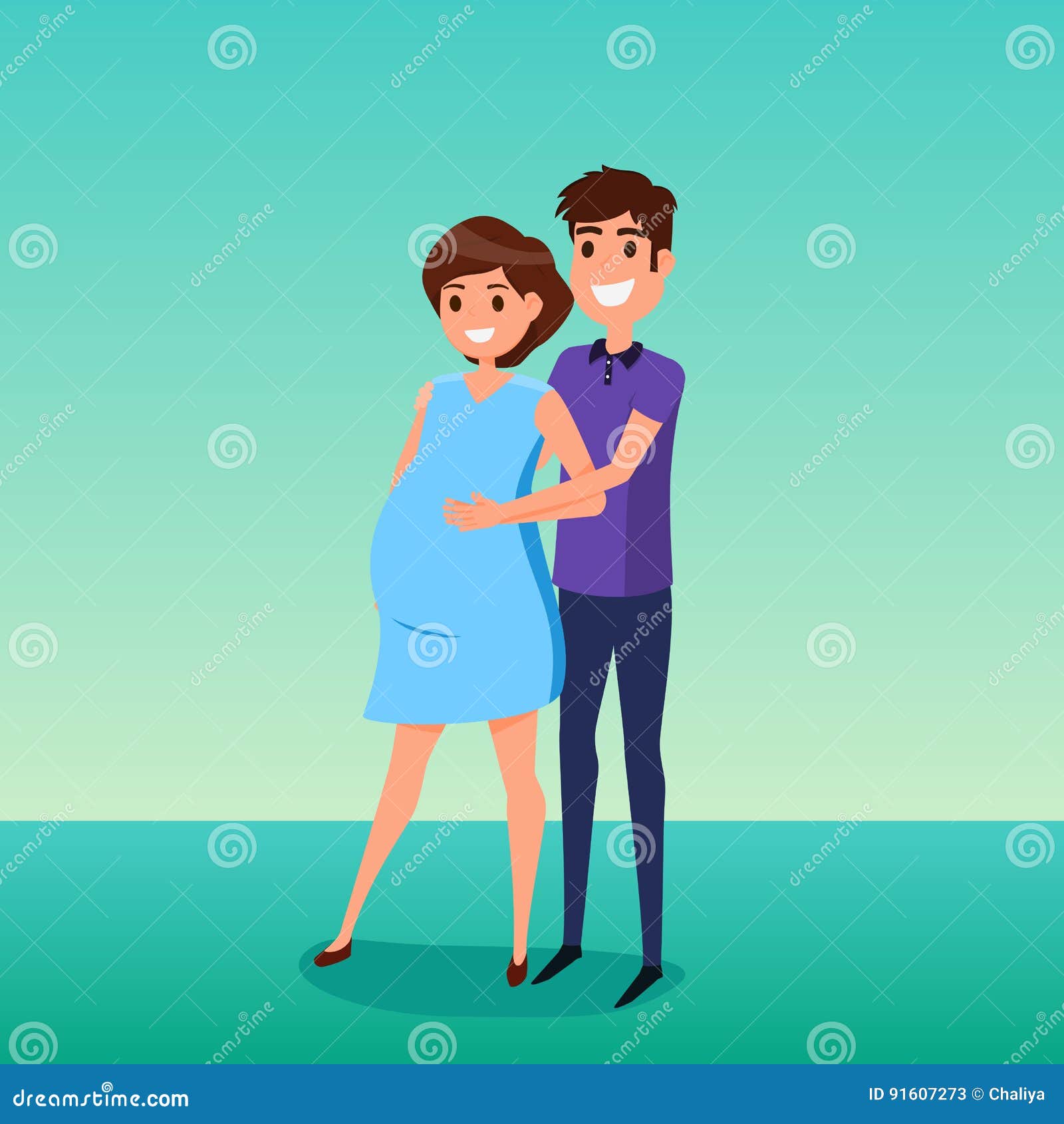 Happy Pregnant Couple. Pregnant Wife and Husband Stock Vector -  Illustration of character, belly: 91607273