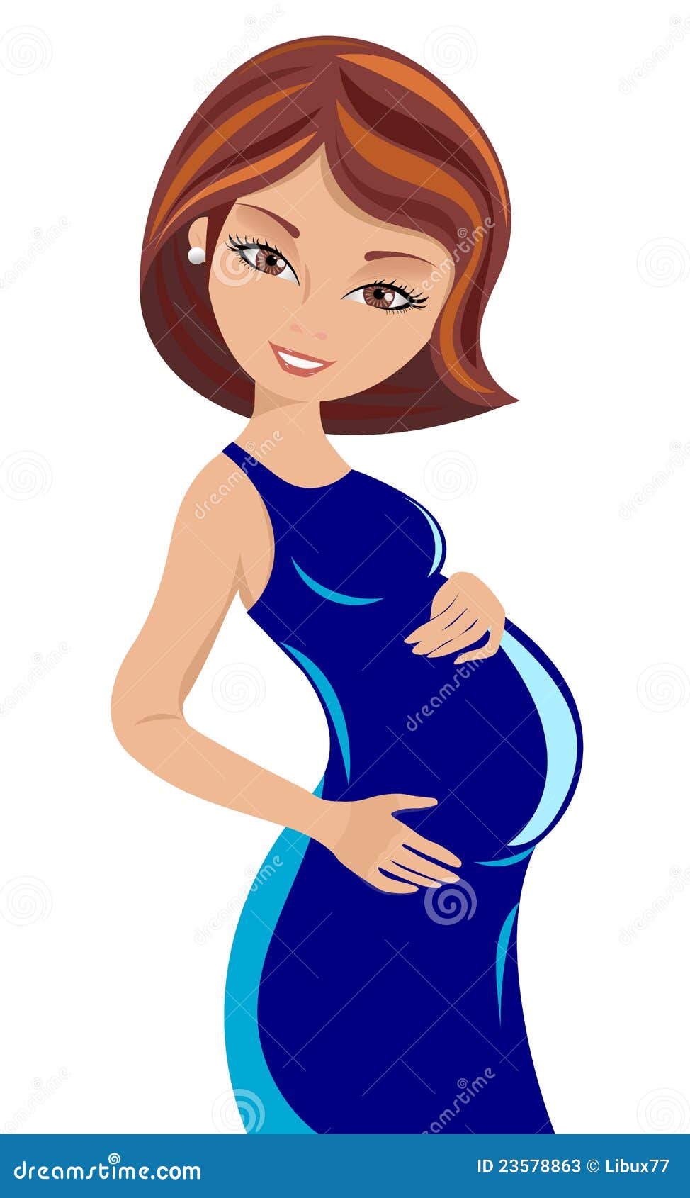 happy pregnant woman caressing belly