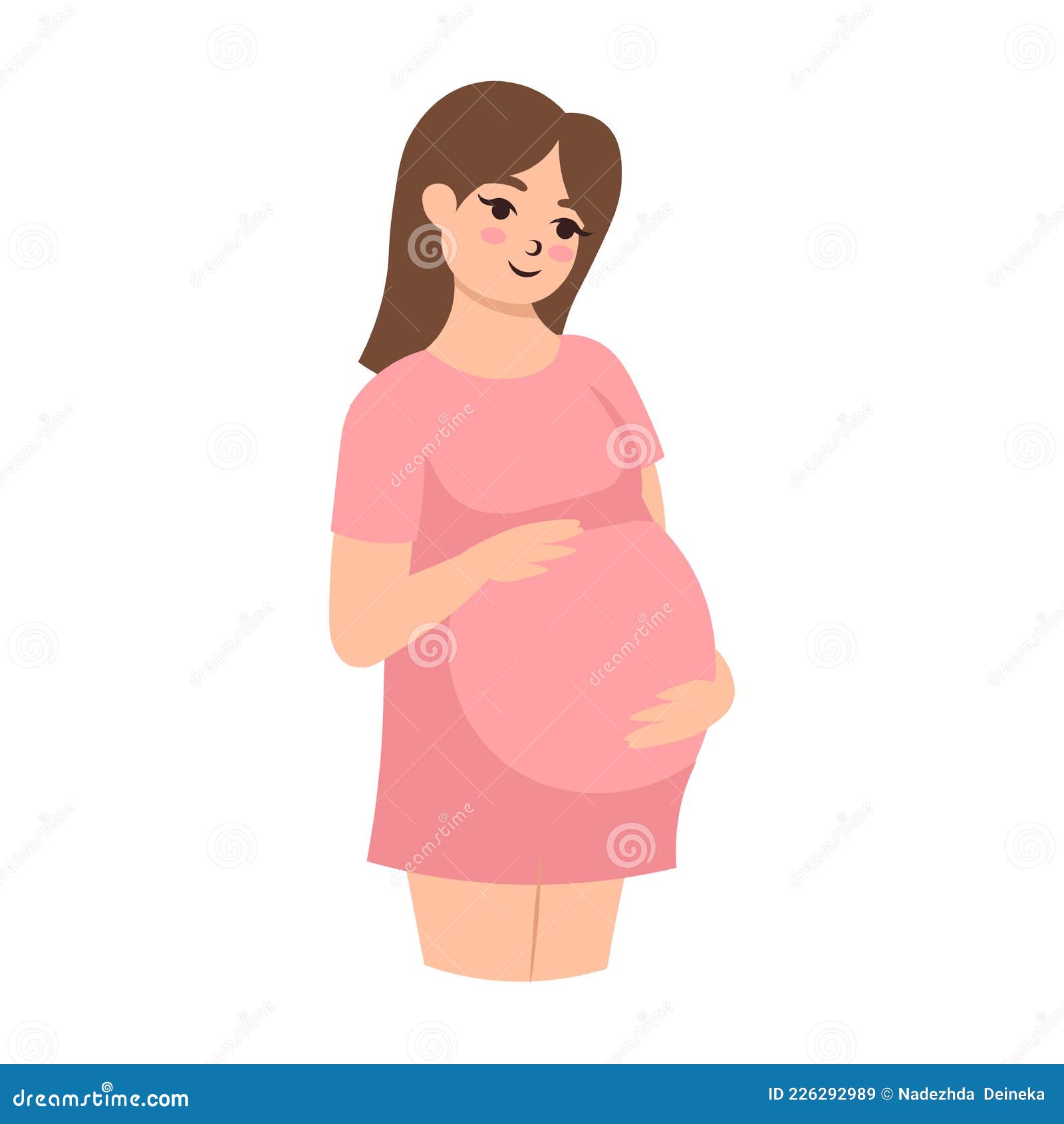 Happy Pregnant Woman is Standing and Hugging Her Belly. Vector Cartoon  Illustration Stock Vector - Illustration of isolated, health: 226292989