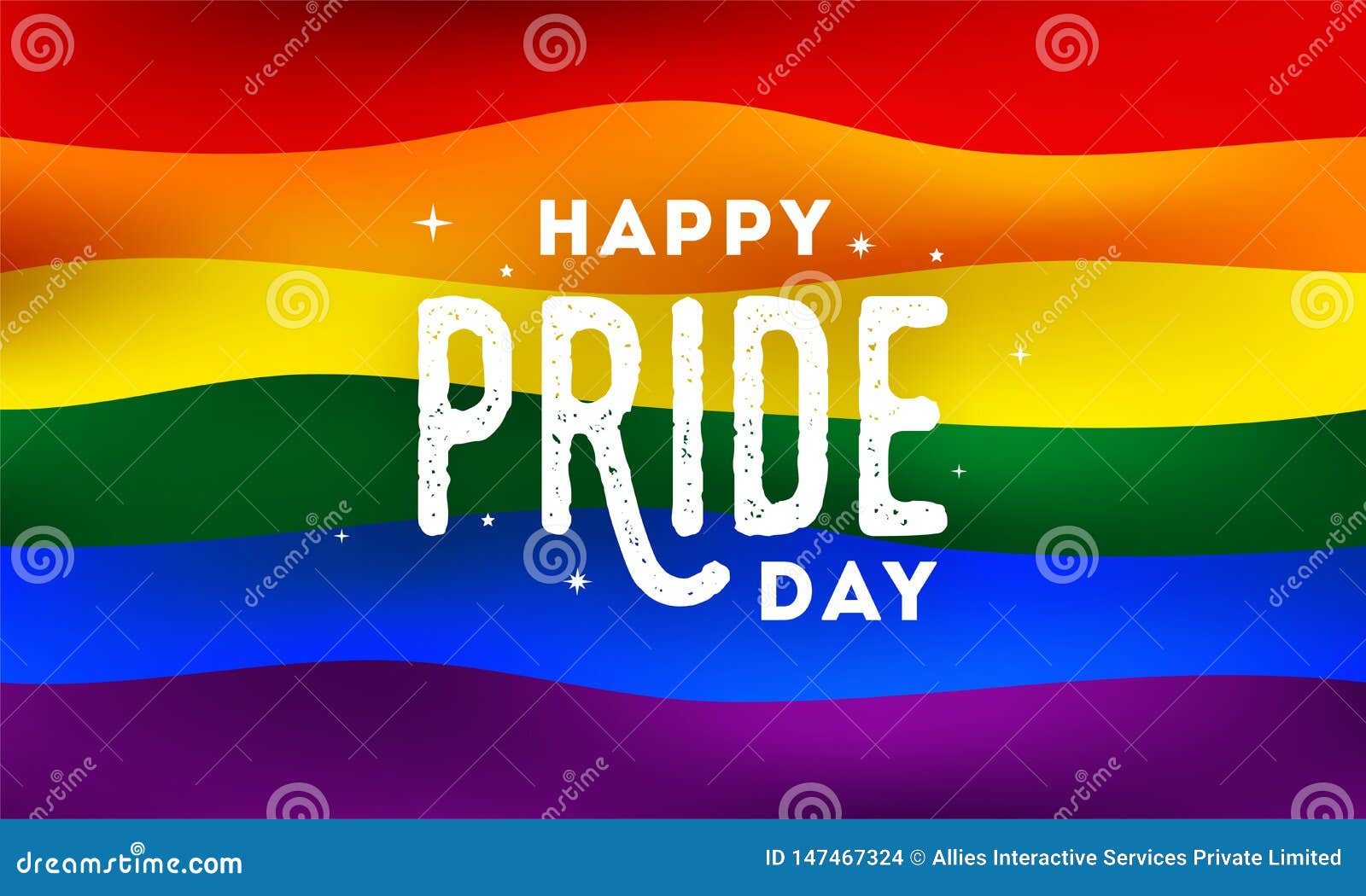 Happy Pride Day Text on Rainbow Color Background for LGBTQ Concept