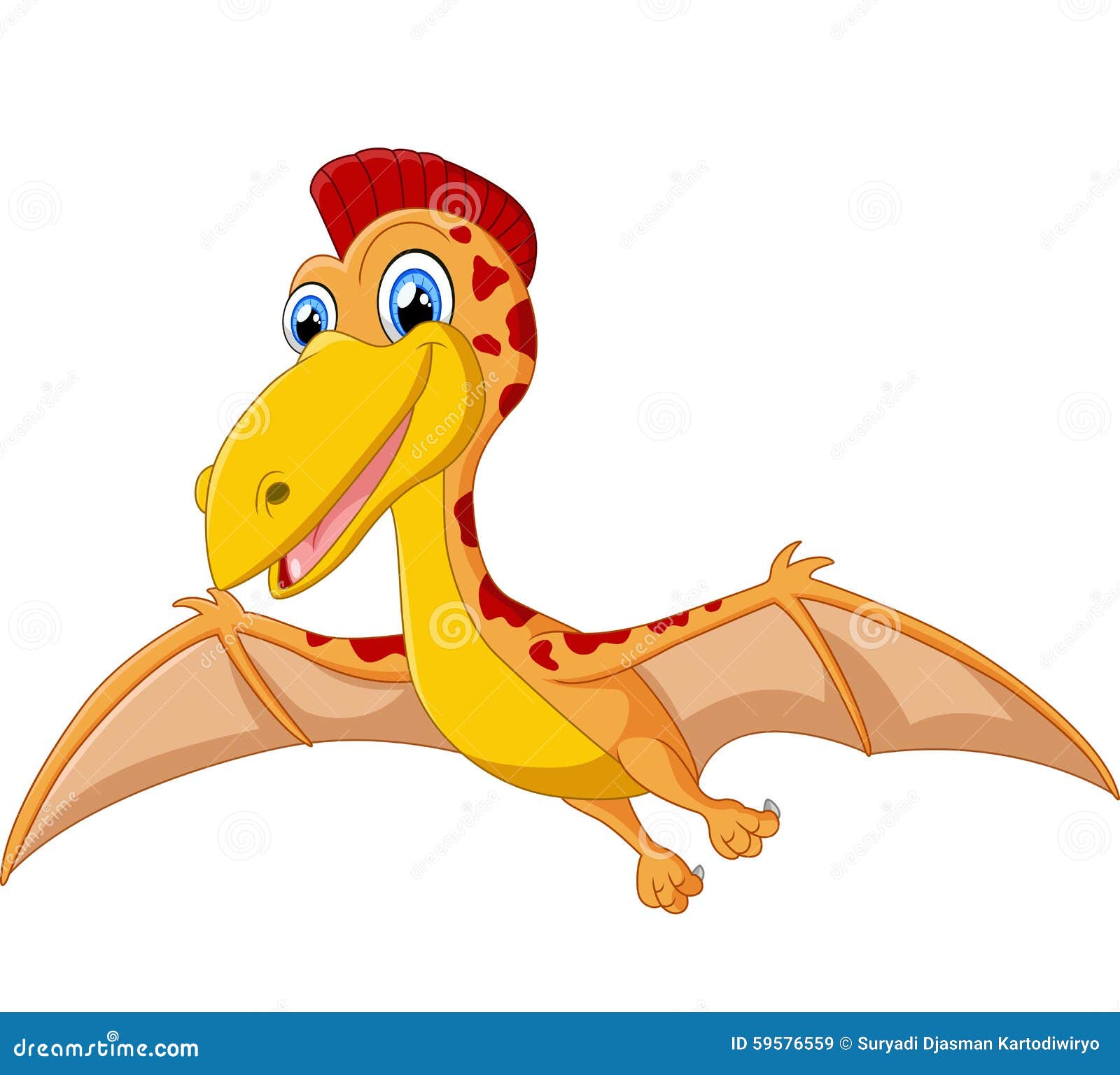 Happy Pterodactyl Cartoon Illustration Stock Vector - Illustration of ...