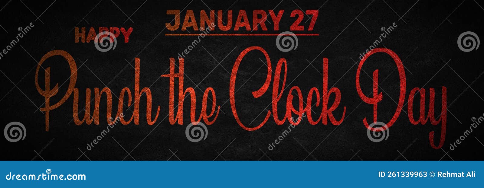 Happy Punch the Clock Day, January 27. Calendar of January Retro Text Effect, Design Stock