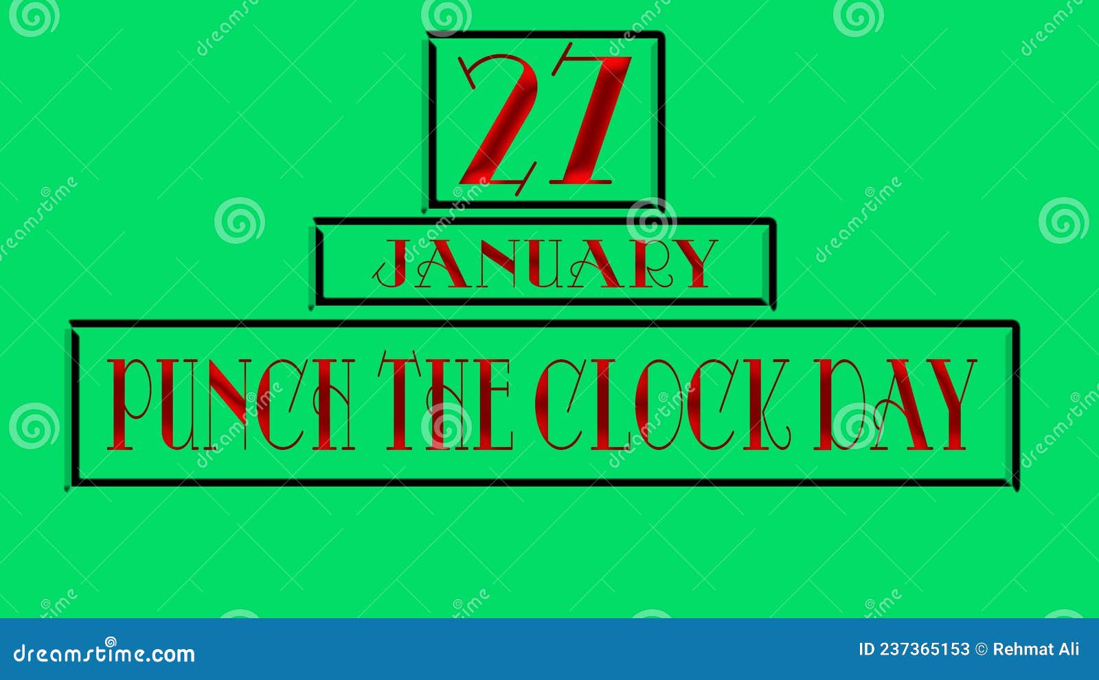 27 January, Punch the Clock Day, Text Effect on Cyan Background Stock Illustration