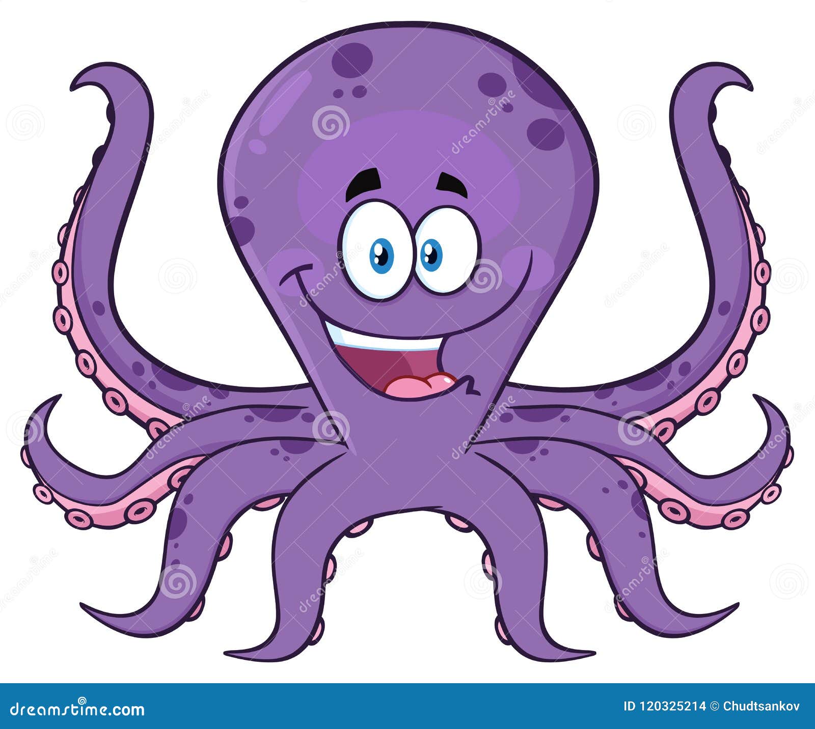 Happy Purple Octopus Cartoon Mascot Character Stock Vector - Illustration  of aquatic, comic: 120325214