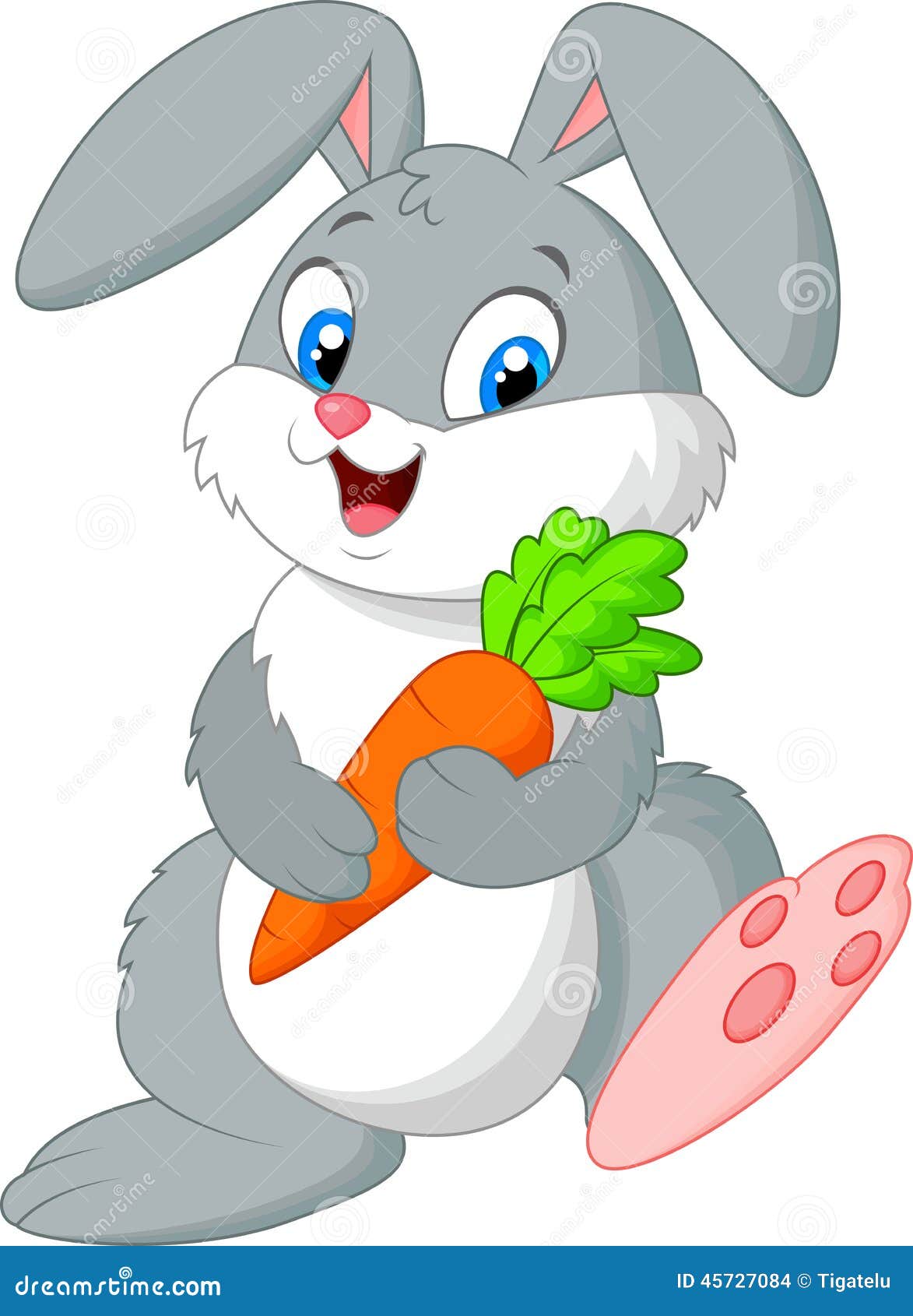 happy rabbit holding carrot illustration 45727084