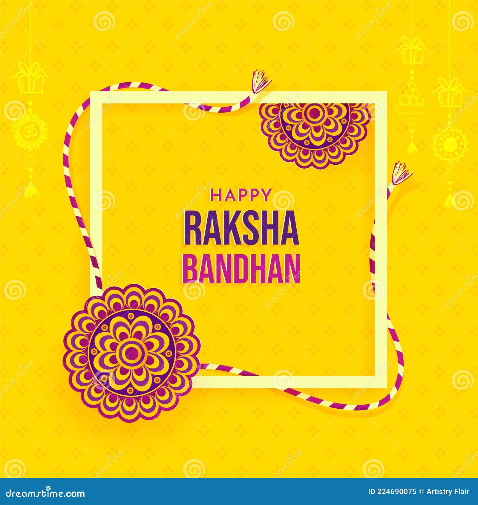 Happy Raksha Bandhan Yellow Background with Decorated Flat Rakhi Premium  Vector Stock Vector - Illustration of bandhan, auspicious: 224690075