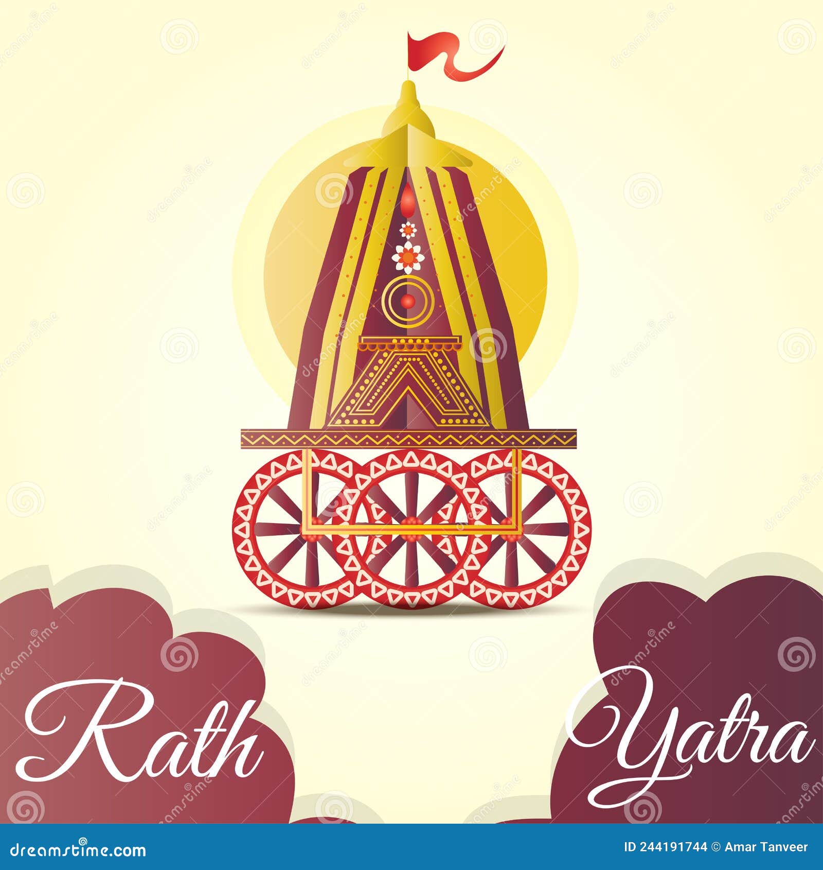 Happy Rath Yatra Jagannath Rathyatra Festival Traditional Cultural Poster  Vector Banner Template Stock Vector - Illustration of chariot, deity:  244191744