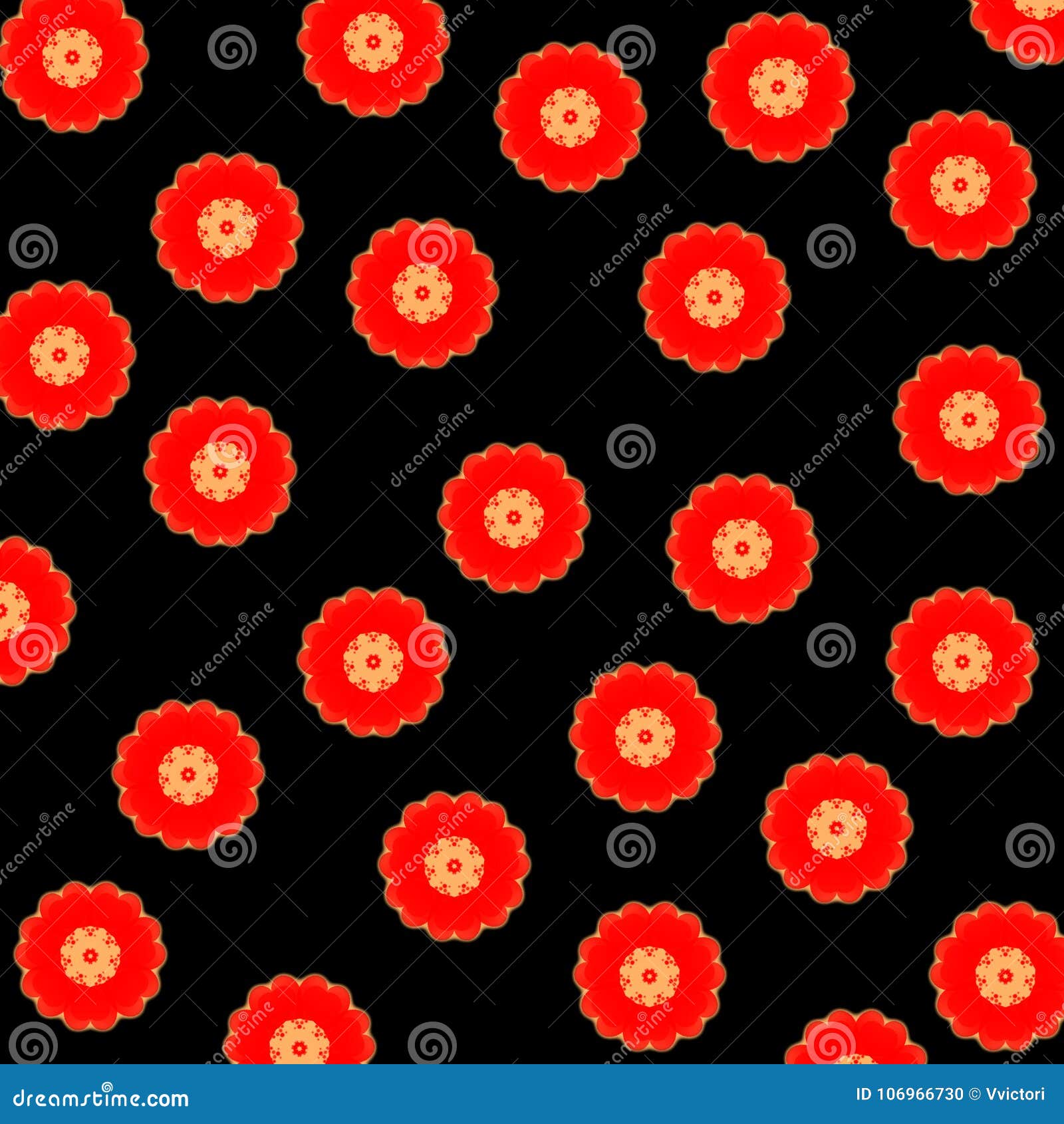 happy red flowers pattern background