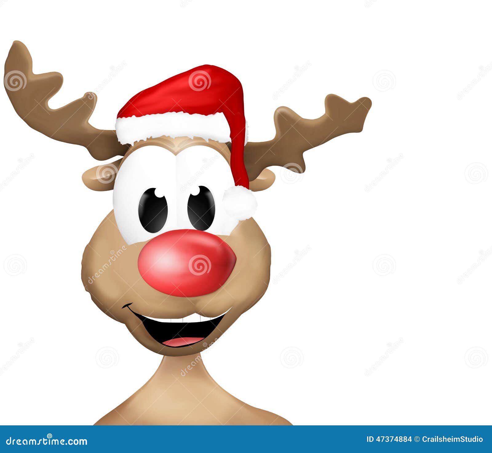 happy reindeer with red hat