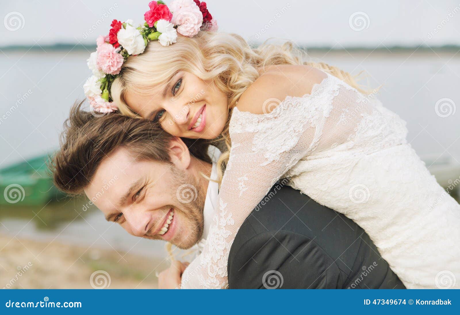 happy relaxed marriage couple hugging