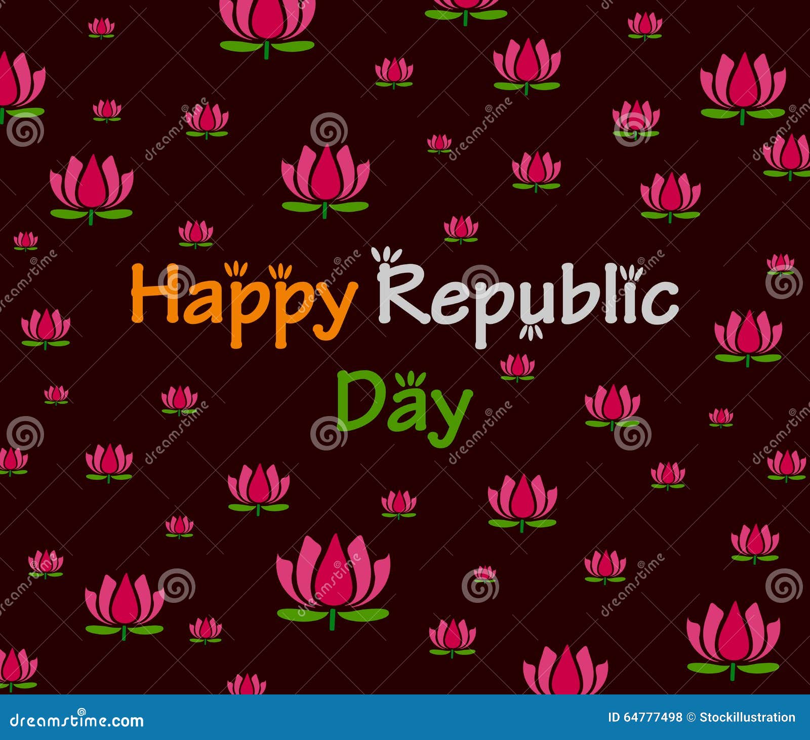 Happy Republic Day of India with Lotus Stock Vector Illustration of