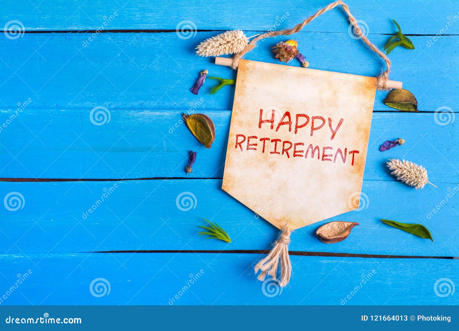 happy retirement text on paper scroll