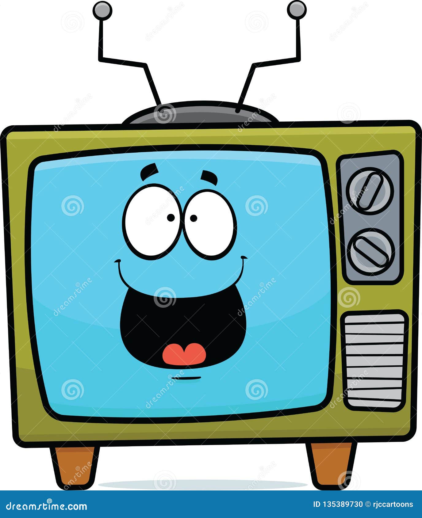 Happy Retro Cartoon Television Stock Vector - Illustration of television,  isolated: 135389730