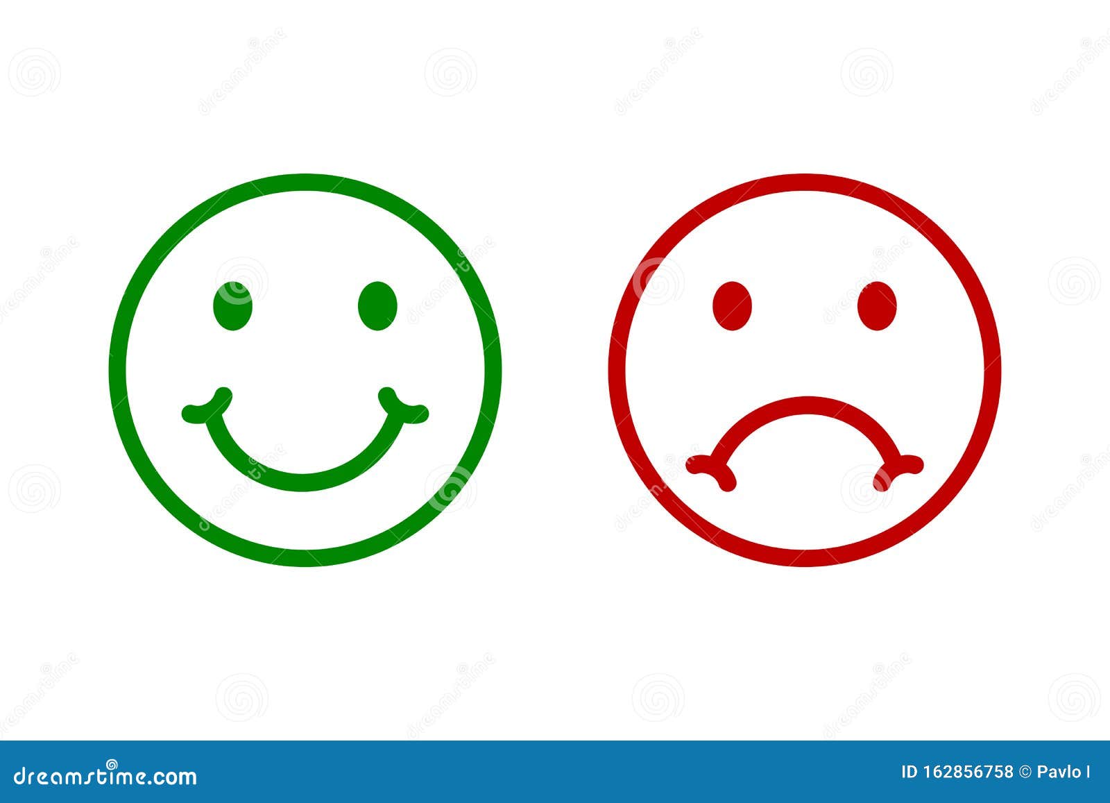 Happy and Sad Emoji Smiley Faces Line Icon, Cartoon Emoticons Signs â€“  Vector Stock Vector - Illustration of answer, icon: 162856758