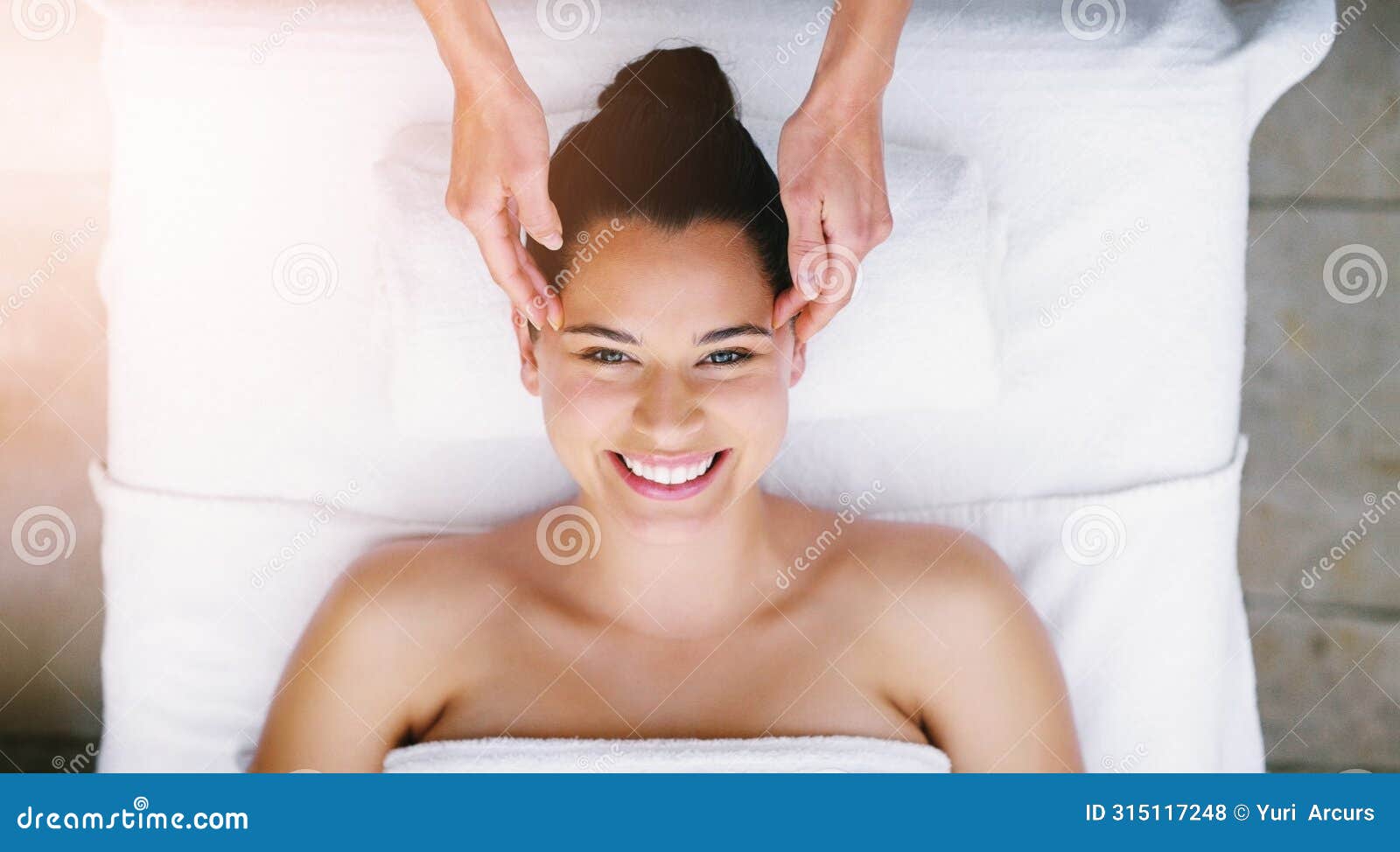 happy, salon and portrait of woman at spa for massage, facial treatment and luxury pamper. aesthetic, dermatology and