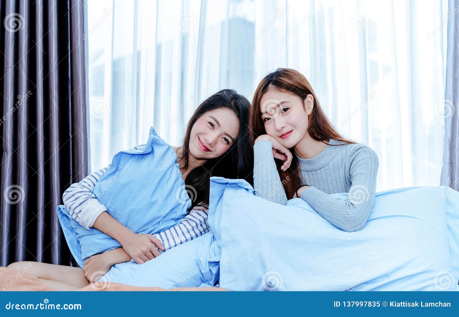 Happy Same Sex Asian Lesbian Couple Lover Stock Image pic