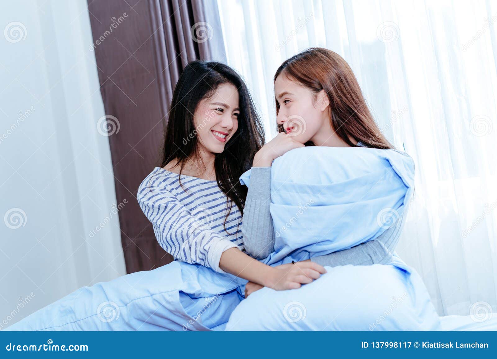 Happy Same Sex Asian Lesbian Couple Lover Stock Image Image Of