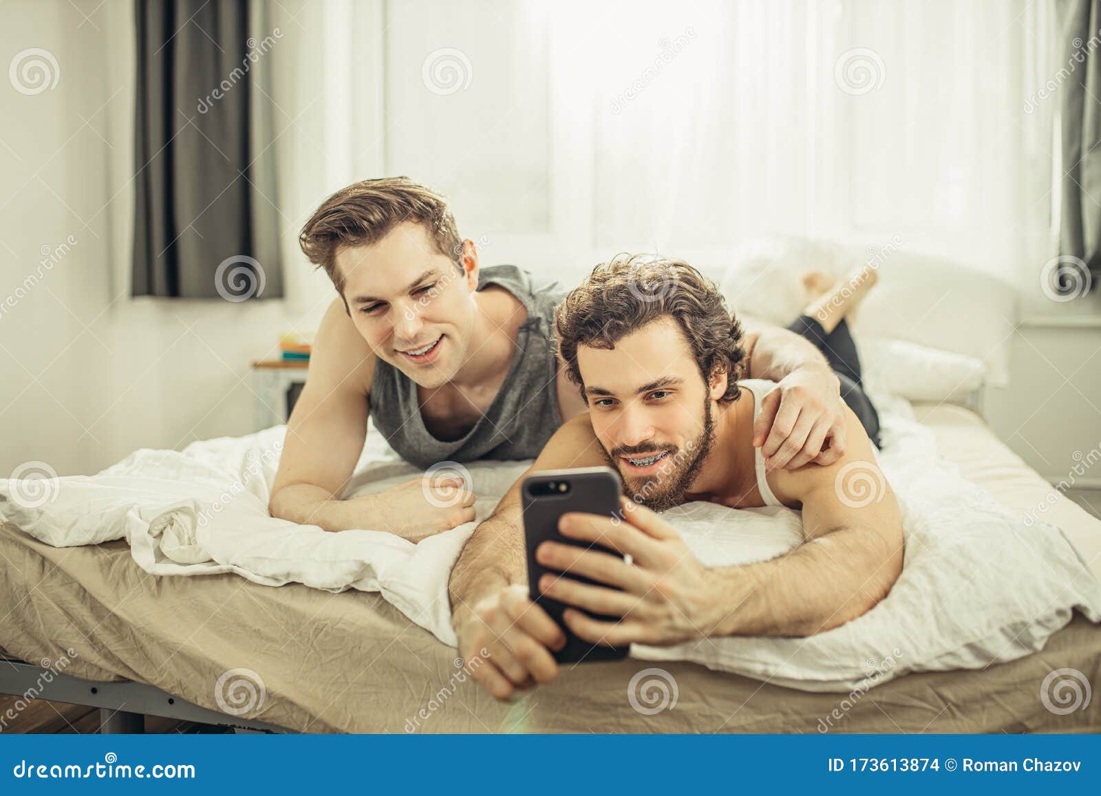 Gay sex in bed