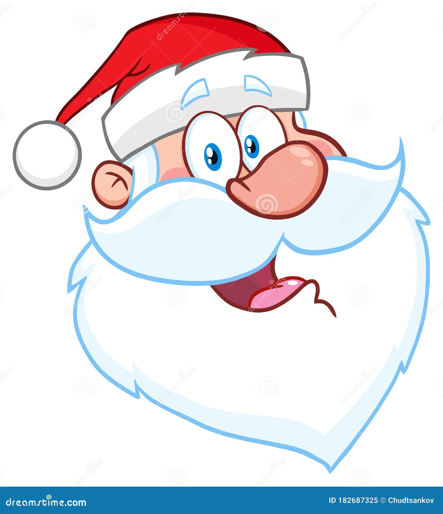 Happy Santa Claus Face Classic Cartoon Mascot Character Hand Drawing