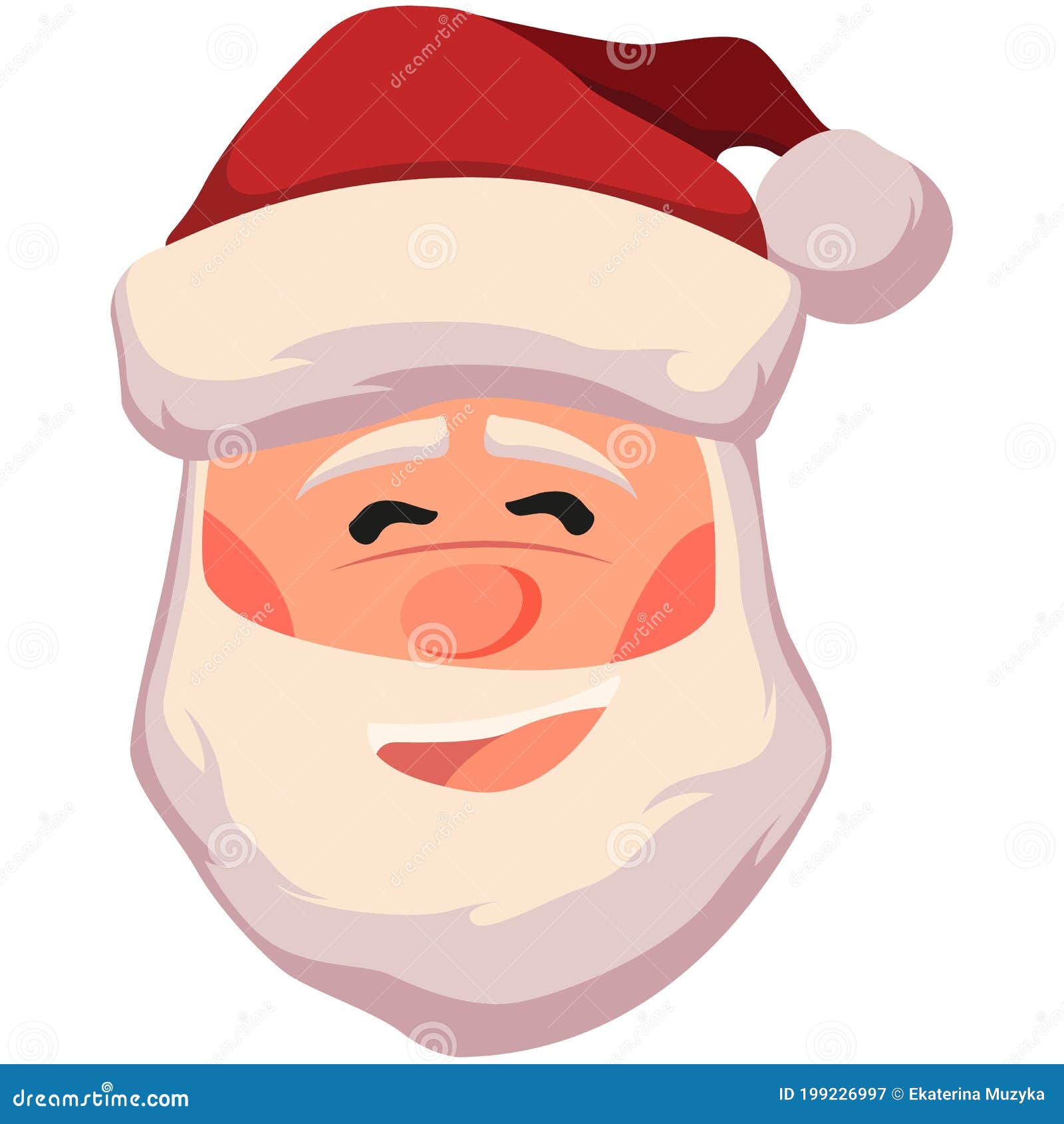 Happy Santa Claus Face Vector Illustration. Christmas Santa Claus Head