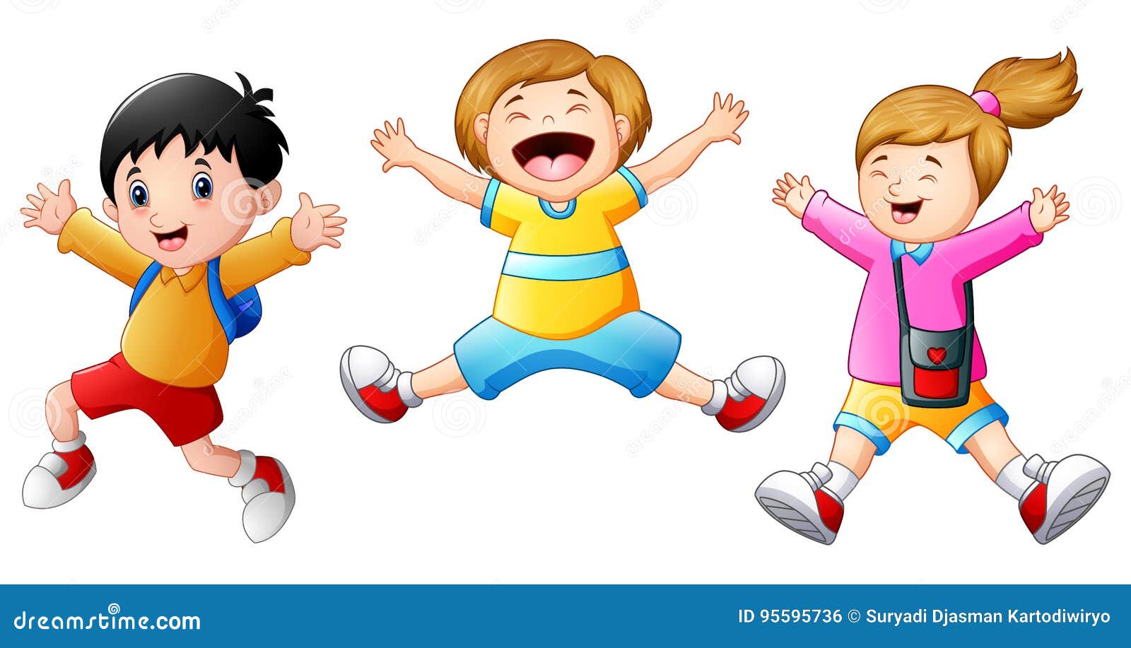 Happy School Kids Cartoon Jumping Stock Vector - Illustration of children, expression: 95595736 Happy School Kids Cartoon Jumping Stock Vector - Illustration of children, expression: 95595736