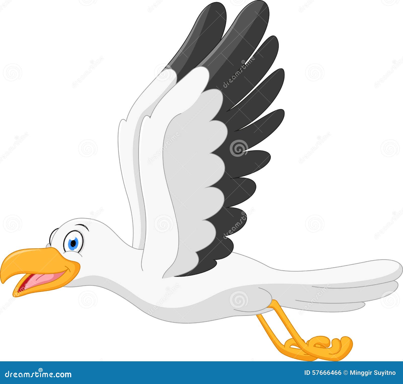 happy seagull cartoon flying