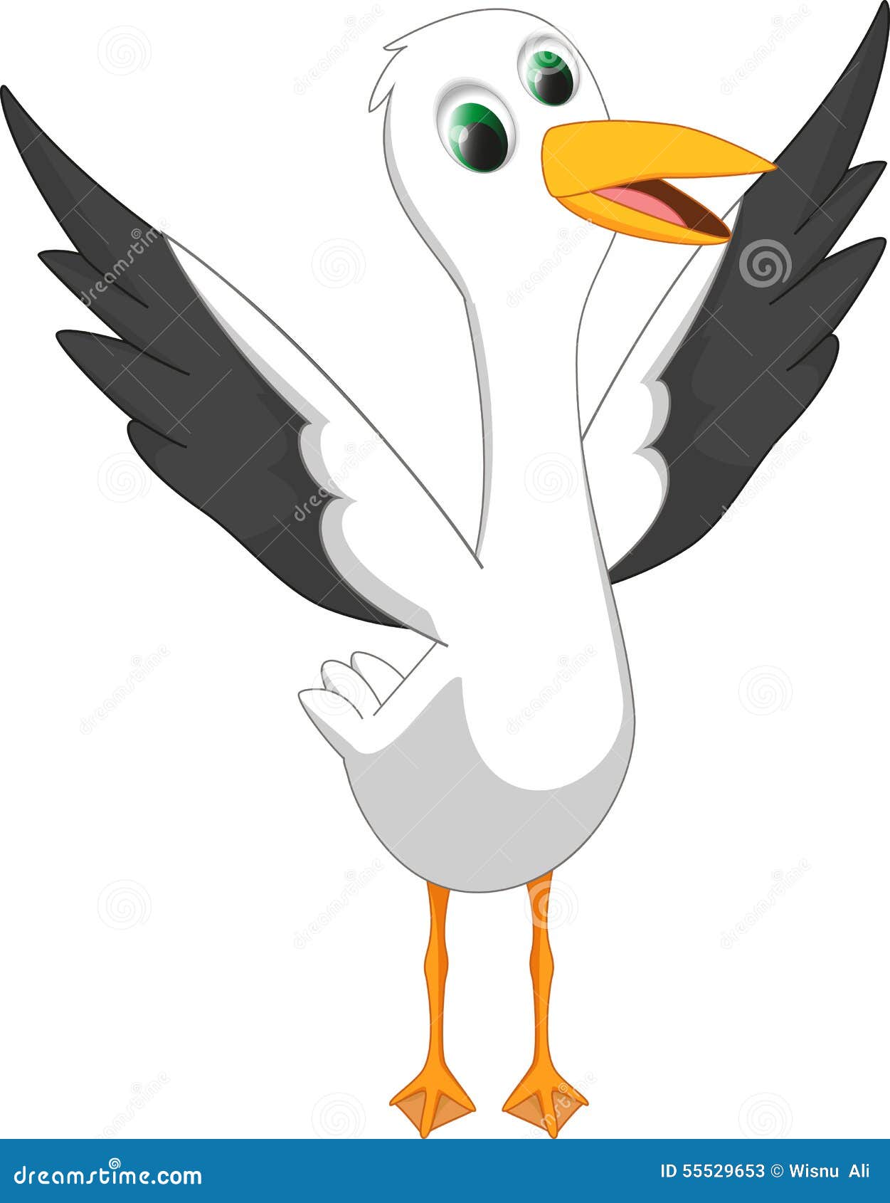 Happy seagull cartoon stock vector. Illustration of bird - 55529653
