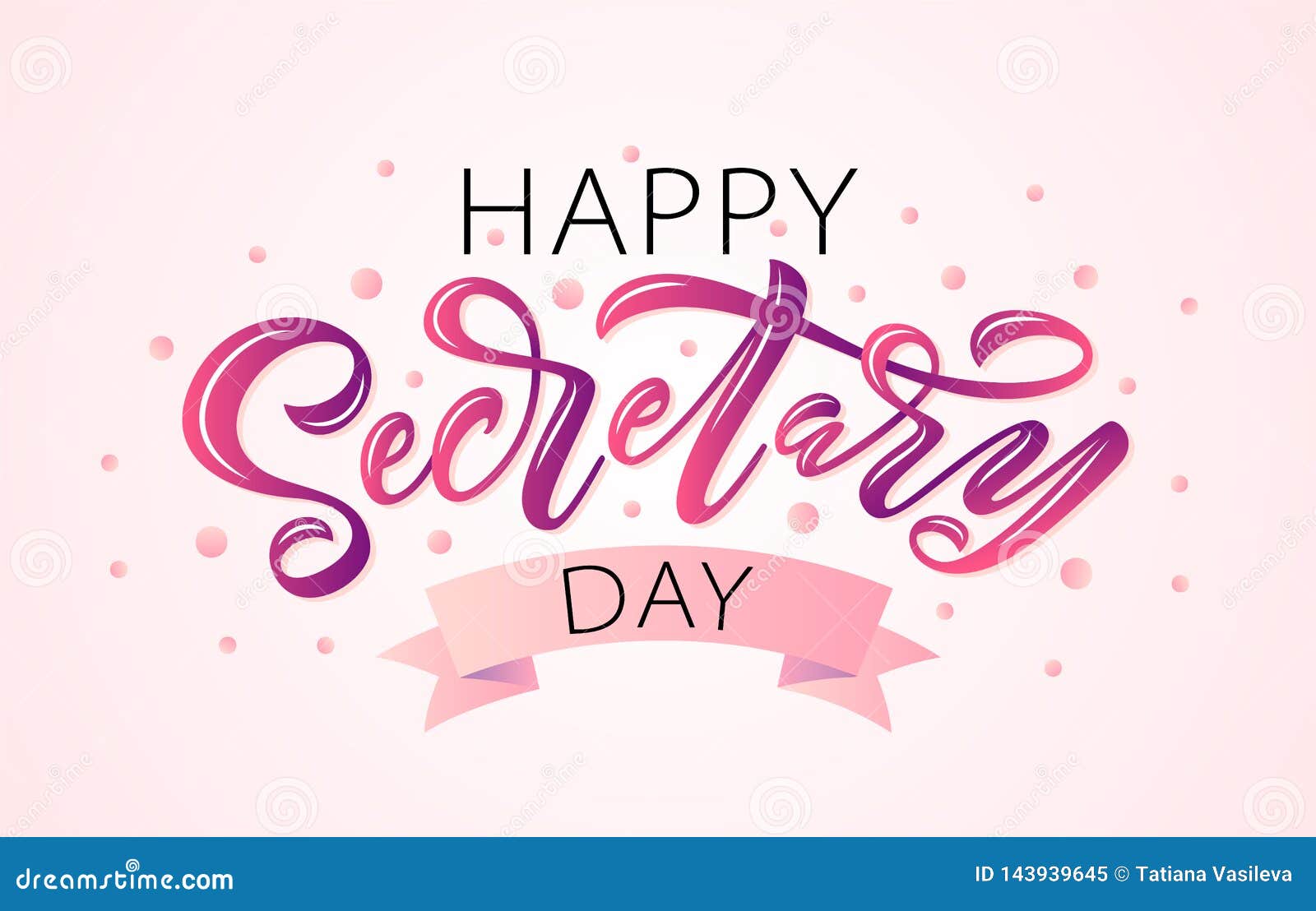 Happy Secretary Day Hand Lettering Vector Illustration. 24 April 2019