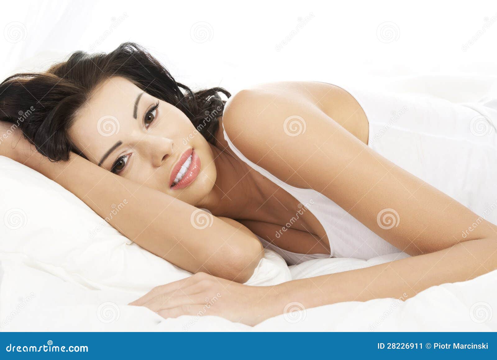 Photo of Woman Lying in Bed Stock Image - Image of foreplay, indoors:  103460773